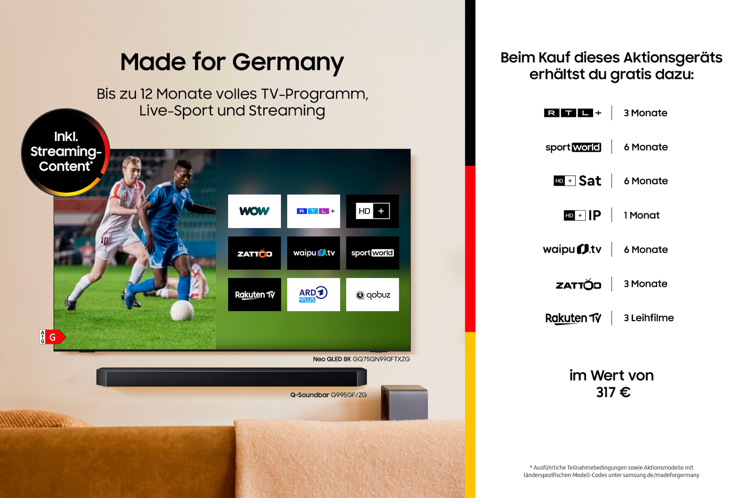 Samsung QLED-Fernseher »GQ75Q6FAAU«, 4K Ultra HD, Smart-TV, Quantum HDR, Knox Security, Art Store, 3D Sound, Gaming Hub, AI TV