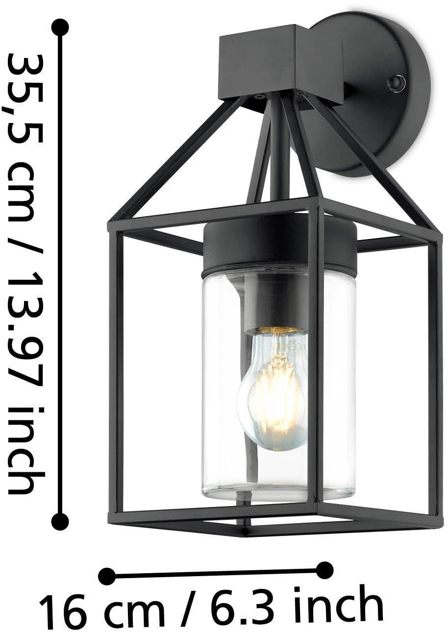 EGLO Wandleuchte »Trecate Außen-Wandlampe, Außenbeleuchtung, Außenleuchte, E27, IP44« E27 1 Stk. Wand-/Deckenleuchte - L16 x H35,5 x AL13 cm - schwarz - 1X60W exkl.