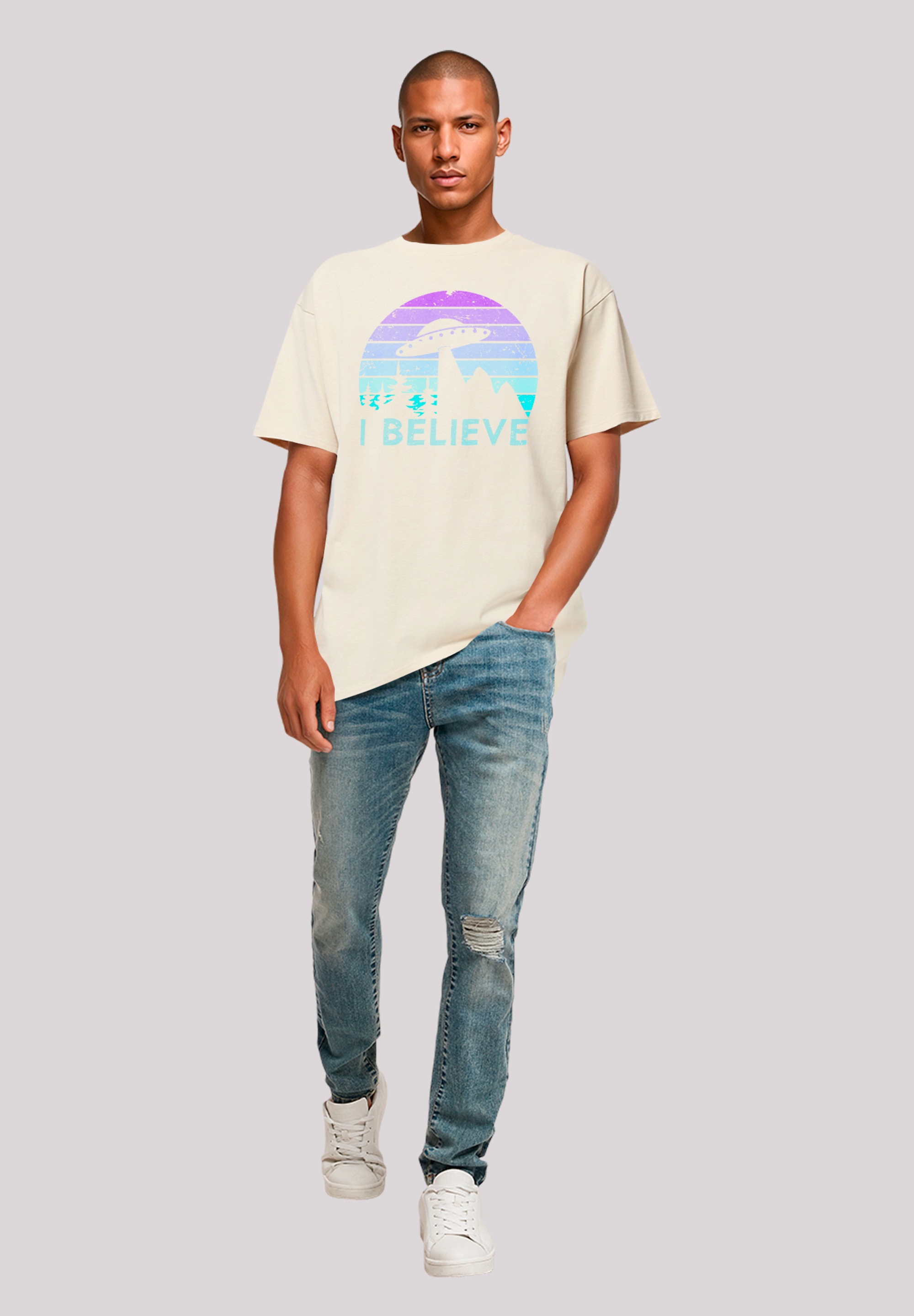 F4NT4STIC T-Shirt »I BELIEVE UFO Alien Raumschiff Retro«, Premium Qualität