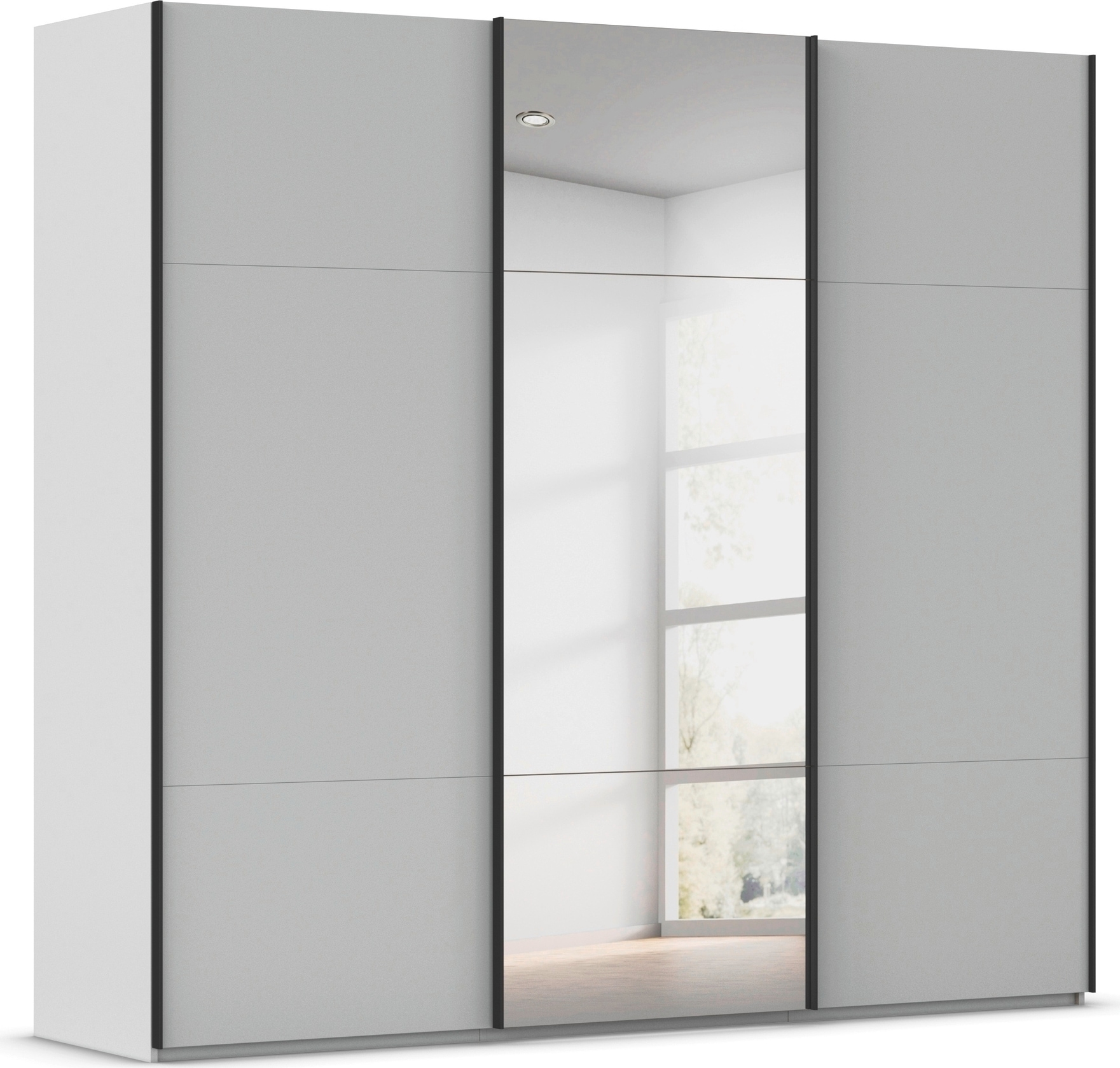 rauch Schwebetürenschrank "Kleiderschrank Schrank Garderobe Schlafzimmerschrank CONTIDO" 3 verschiedene Ausstattungen BASIC/CLASSIC/PREMIUM (inkl. SOFT-CLOSE), aus hochwertigem Material in 6 Breiten 2 Griff-Farben MADE IN GERMANY