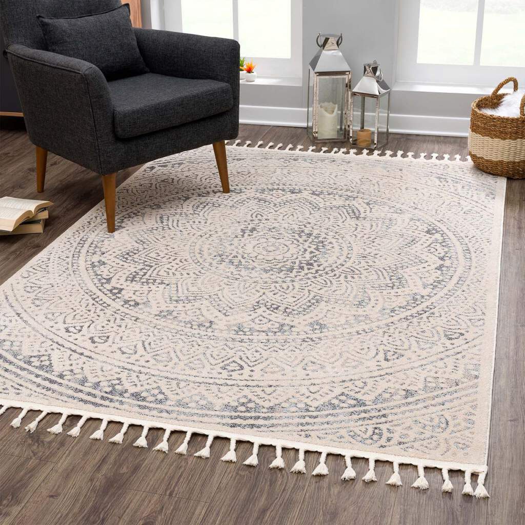 Teppich CARPET CITY "Art 1652", grau, B:200cm H:7mm L:290cm, Polypropylen, Teppiche, Teppich, Kurzflor, Ornamenten-Muster, Boho & Mandala Stil, auch als Läufer