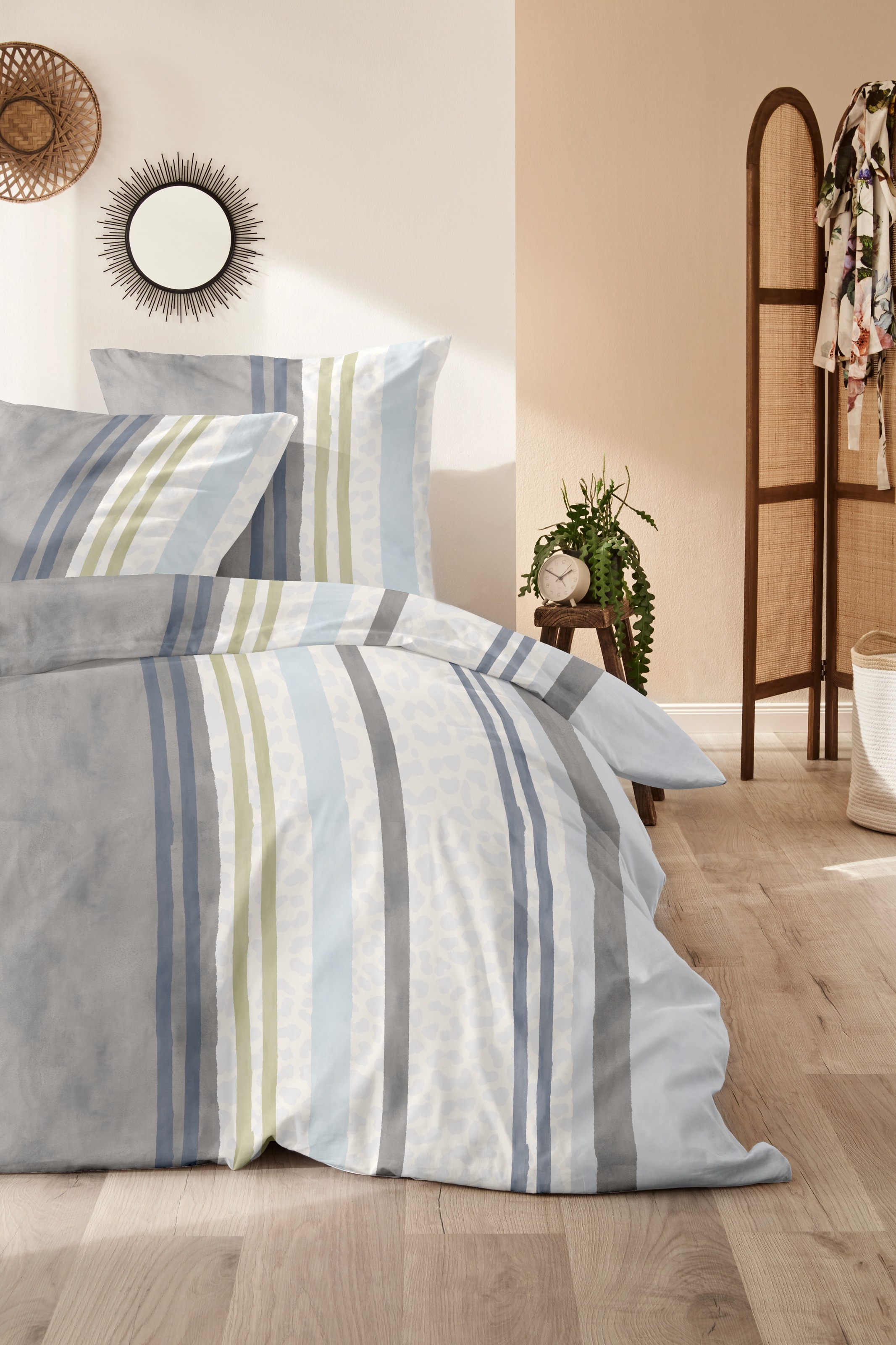 Primera Bettwäsche "Feinbiber-Bettwäsche Leo Stripe" 2 Stk. mit Leo-Struktu günstig online kaufen