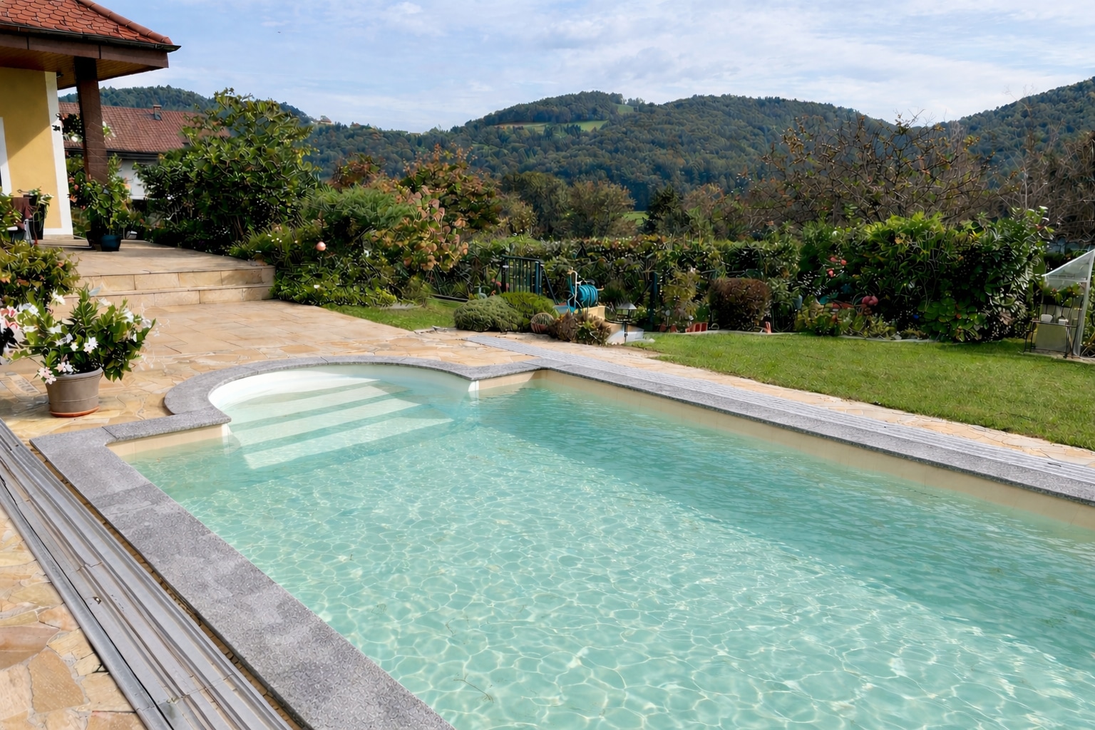 KWAD Schwimmbecken "STYROPORSTEIN POOL ALL INCLUSIVE, BxLxH: 350x700x150 cm" mit Römertreppe inkl. Beckenrandsteine & Poolbeleuchtung