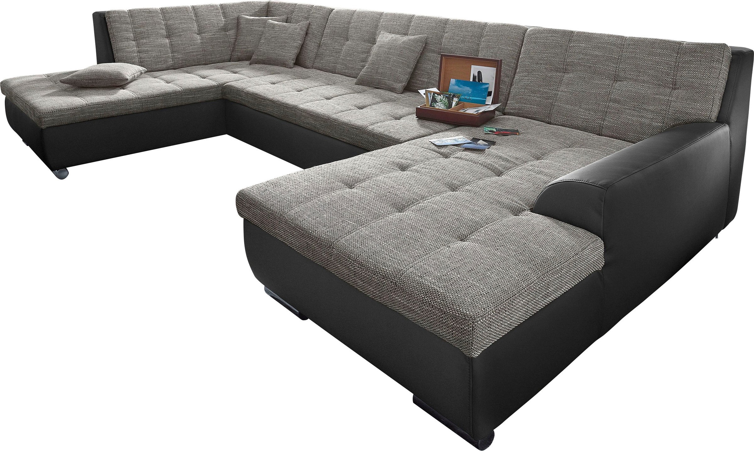 DOMO collection Wohnlandschaft »Treviso incl. Zierkissen, moderne Steppung, XXL: B/T/H: 364/201/83 cm«, wahlweise mit Bettfunktion, in vielen Bezugsarten auch in Cord U-Form