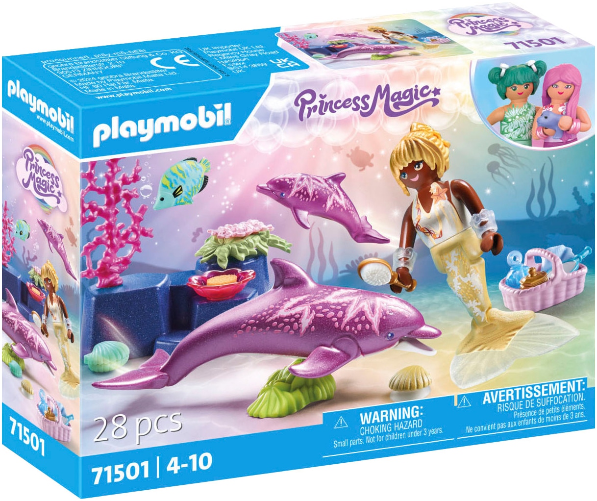 Konstruktions-Spielset »Meerjungfrau mit Delfinen (71501), Princess Magic«, (28 St.),...