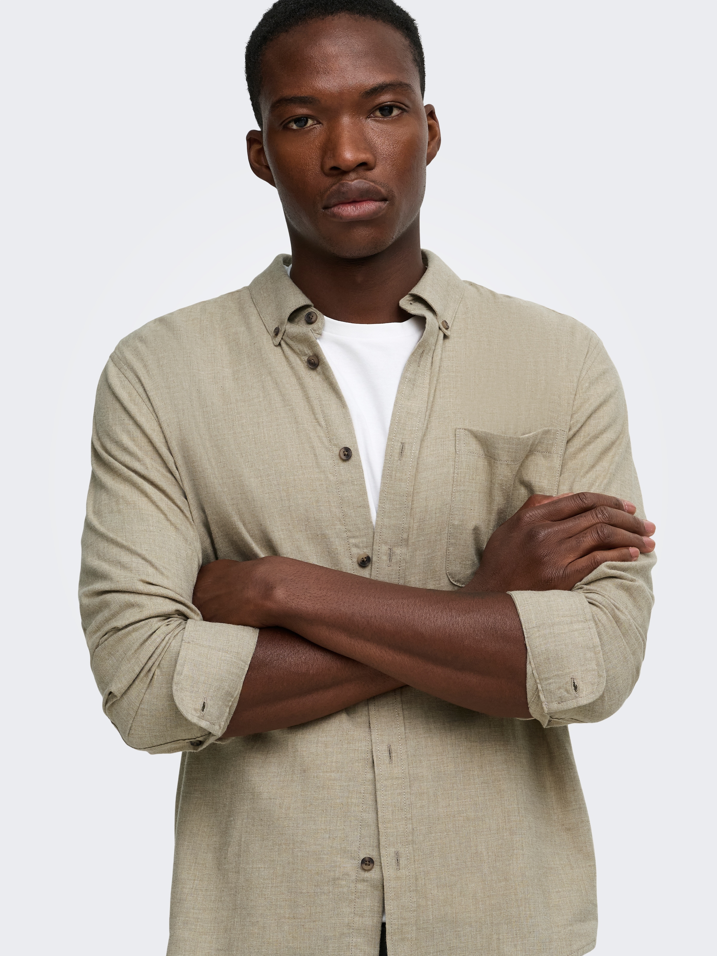 ONLY & SONS Langarmhemd »ONSJUPITER REG FIT LS SHIRT NOOS« mit Button Down Kragen