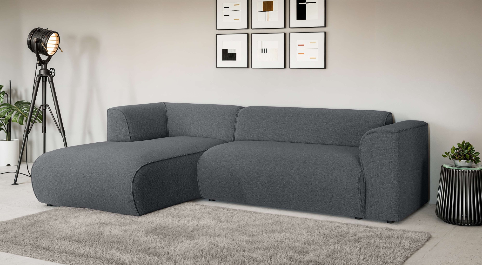 Home affaire Ecksofa "GENTON L-Form (257 cm), zeitlos & stilvolles Design," Aufwendig gepolstert, in Cord, Chenille und Struktur