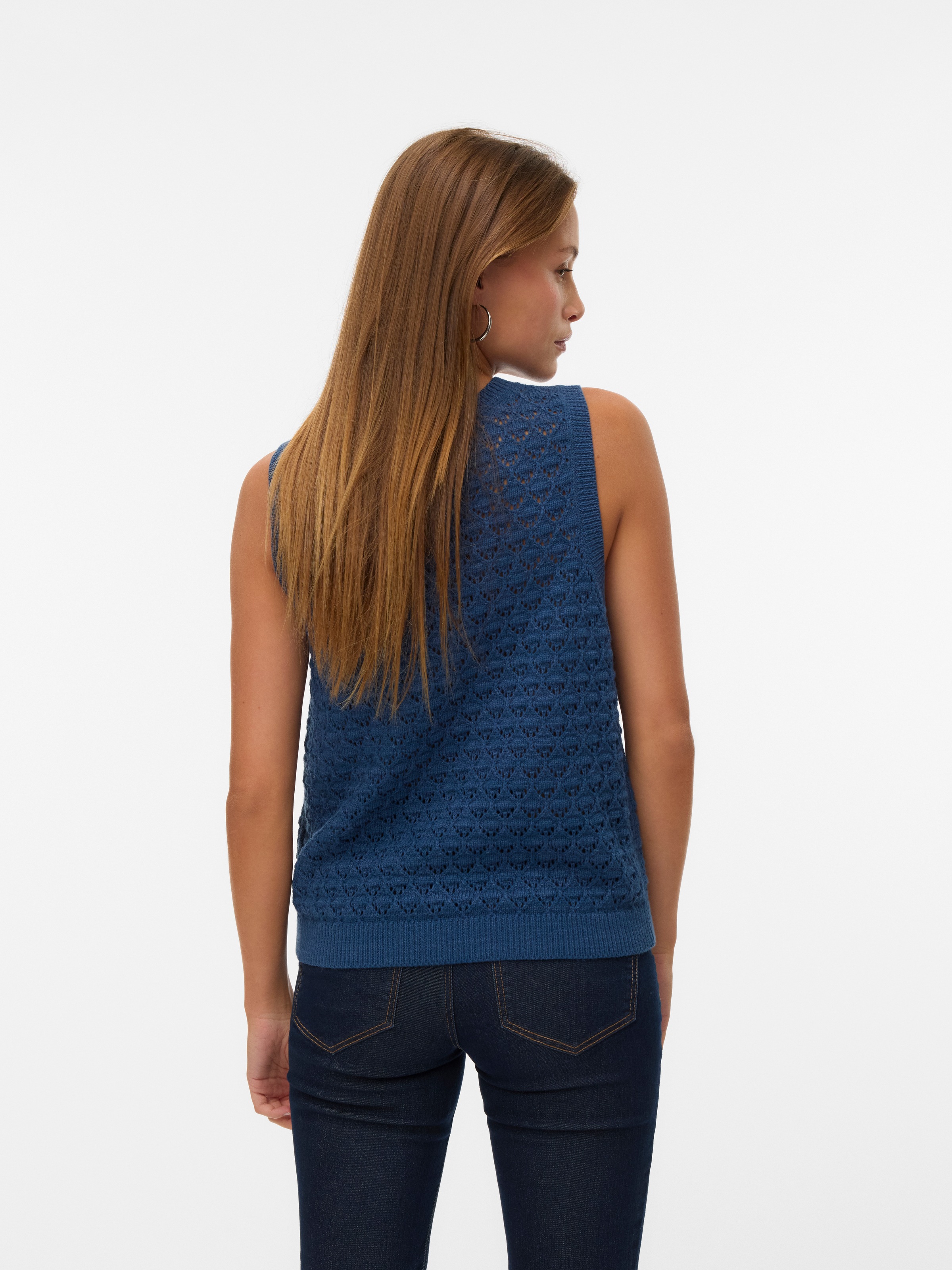 Vero Moda Stricktop "VMJAQUELINE SL O-NECK TOP BOO" mit zartem Ajourmuster günstig online kaufen