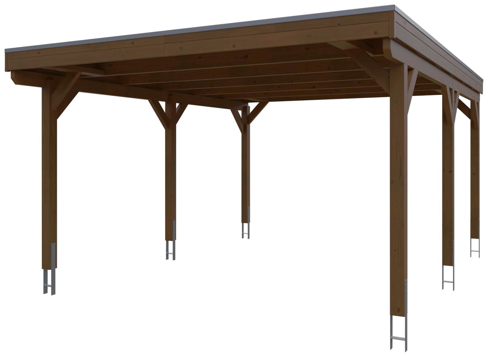 Skanholz Einzelcarport »Grunewald«, braun, mit Aluminiumdach