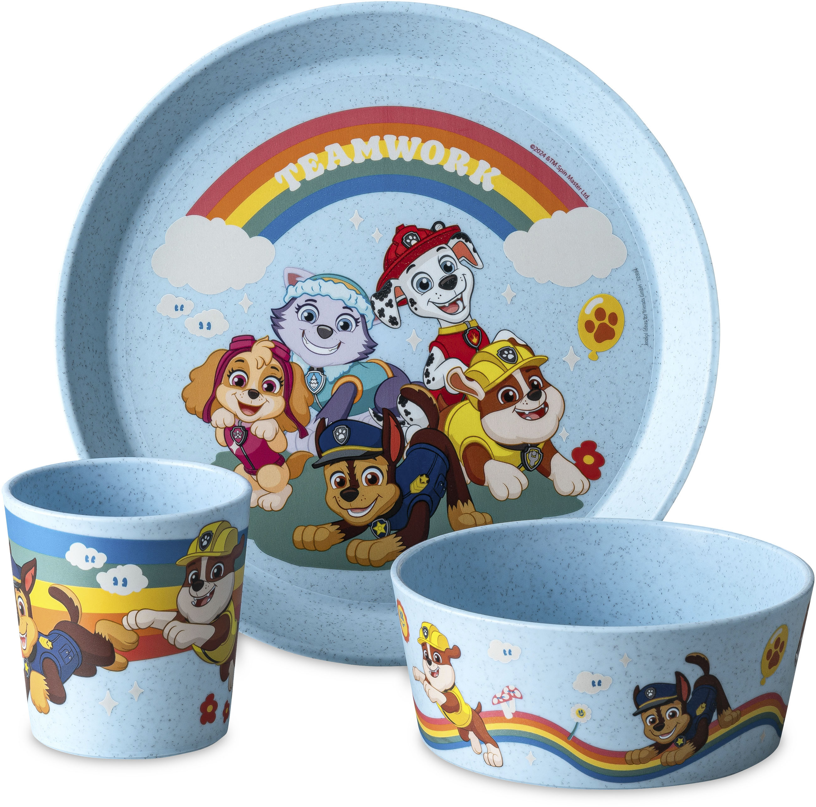 KOZIOL Kindergeschirr-Set "Kleiner Teller + Schale + Becher CONNECT GROW PAW PATROL" 100% melaminfrei & recycelbar, CO² neutral in Deutschland produziert