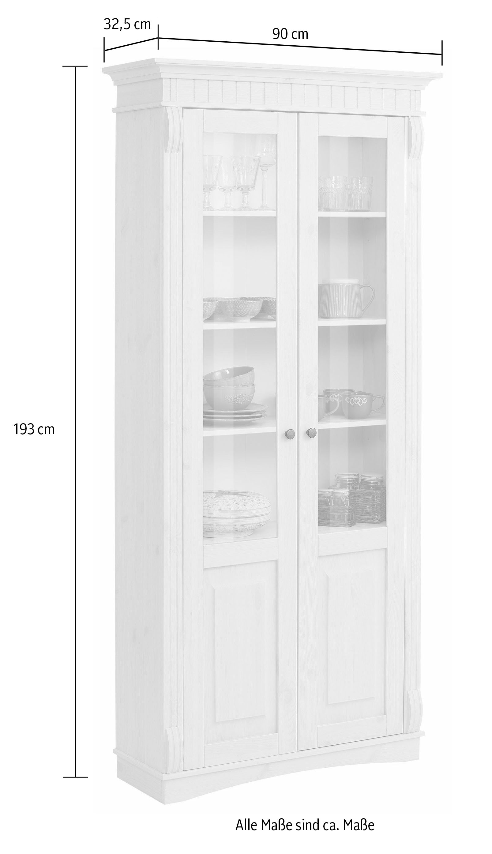 Home affaire Glasvitrine »Teresa«, mit 2 Glastüren, Höhe 193 cm kaufen |  BAUR