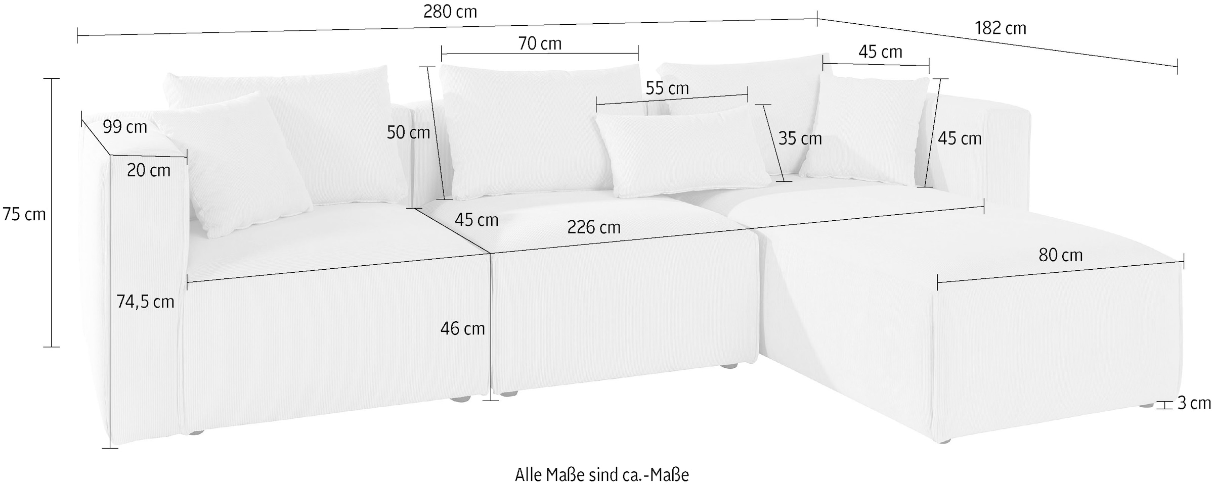 Guido Maria Kretschmer Home&Living Ecksofa »Comfine L-Form«, zusammengesetzt aus Modulen, 3 Bezugsqualitäten und viele Farben
