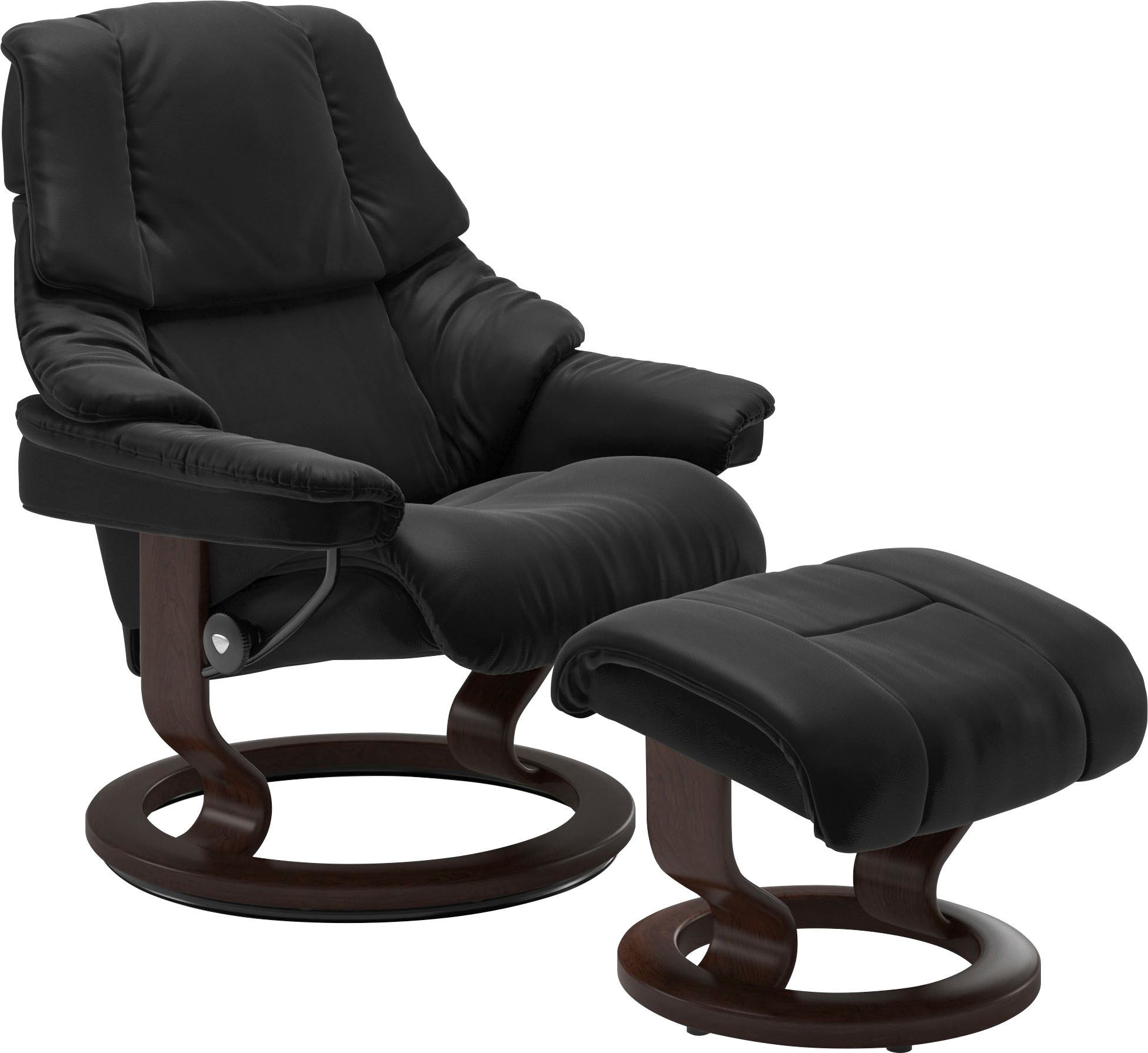 Stressless® Relaxsessel »Reno«, (Set, Relaxsessel mit Hocker), mit Hocker, mit Classic Base, Größe S, M & L, Gestell Braun