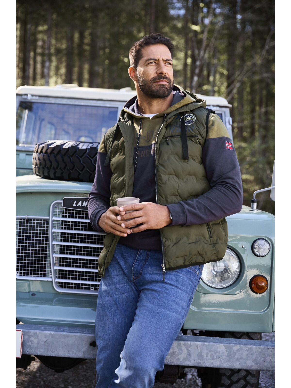 Steppweste JAN VANDERSTORM "Steppweste ERKULF", Herren, Gr. 66, grün (oliv), Obermaterial: 100% Polyester COOLMAX PES(Coolmax)., Westen Steppweste 2