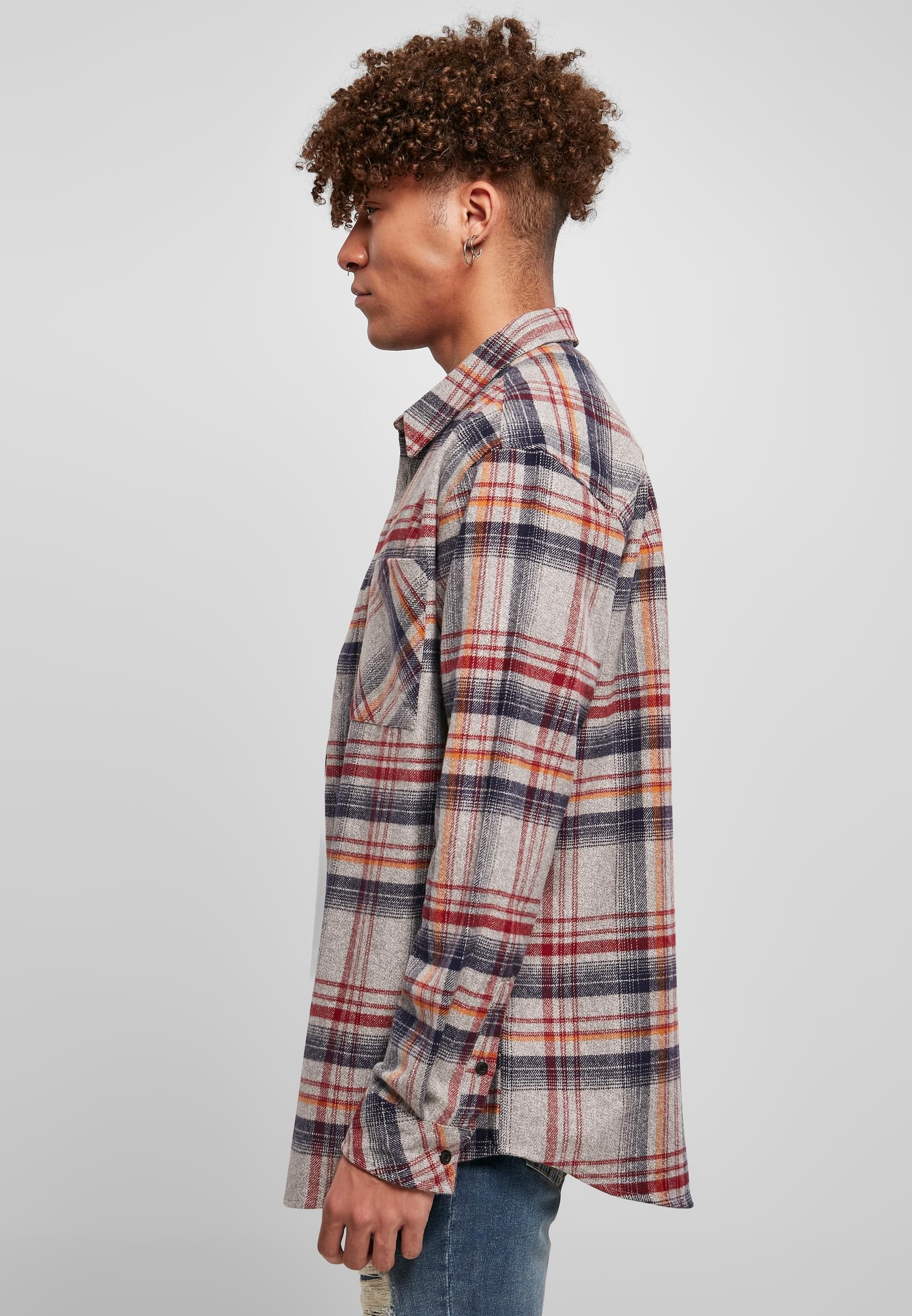 URBAN CLASSICS Langarmhemd »Urban Classics Herren Heavy Curved Oversized Checked Shirt«, (1 tlg.)