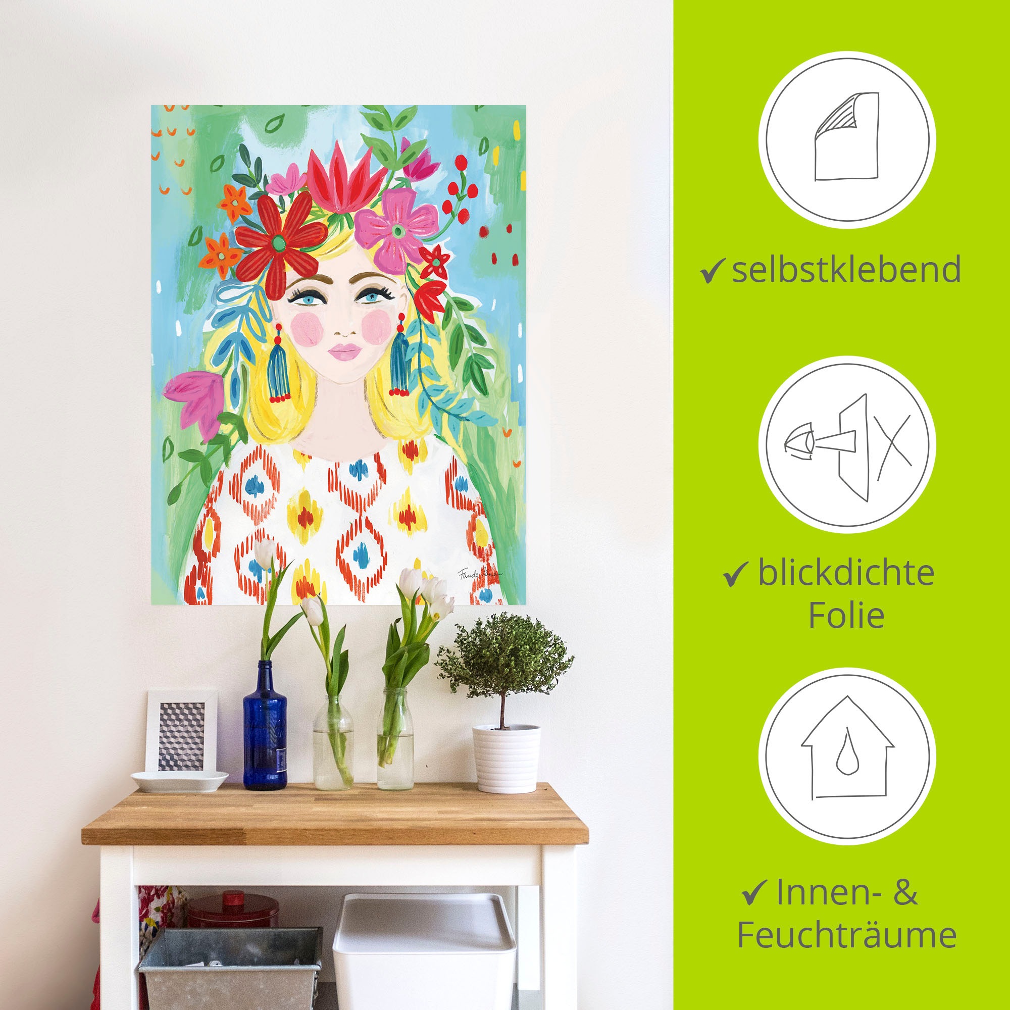 Wandbild ARTLAND "Boho Girl II", farbe bild(er): farbig, B:45cm H:60cm, Bilder, als Alubild, Leinwandbild, Poster, Wandaufkleber in verschied. Größen 2
