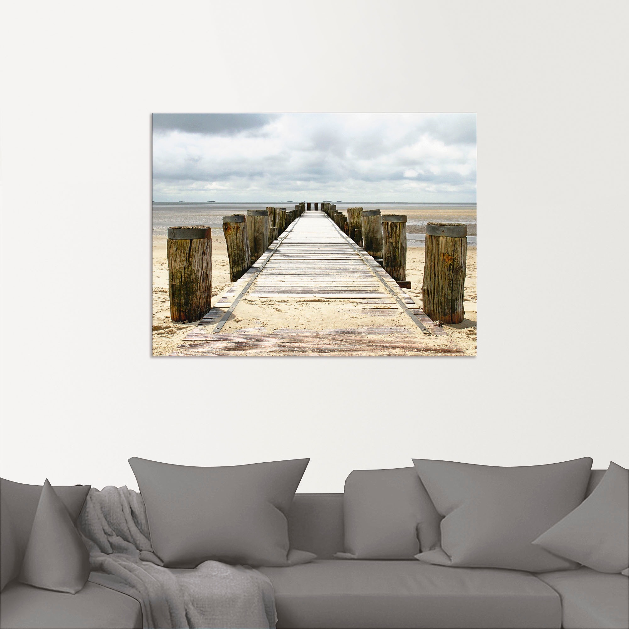 Artland Wandbild »Steg ins Watt«, Strand, (1 St.), als Alubild, Outdoorbild, Leinwandbild, Poster in verschied. Größen