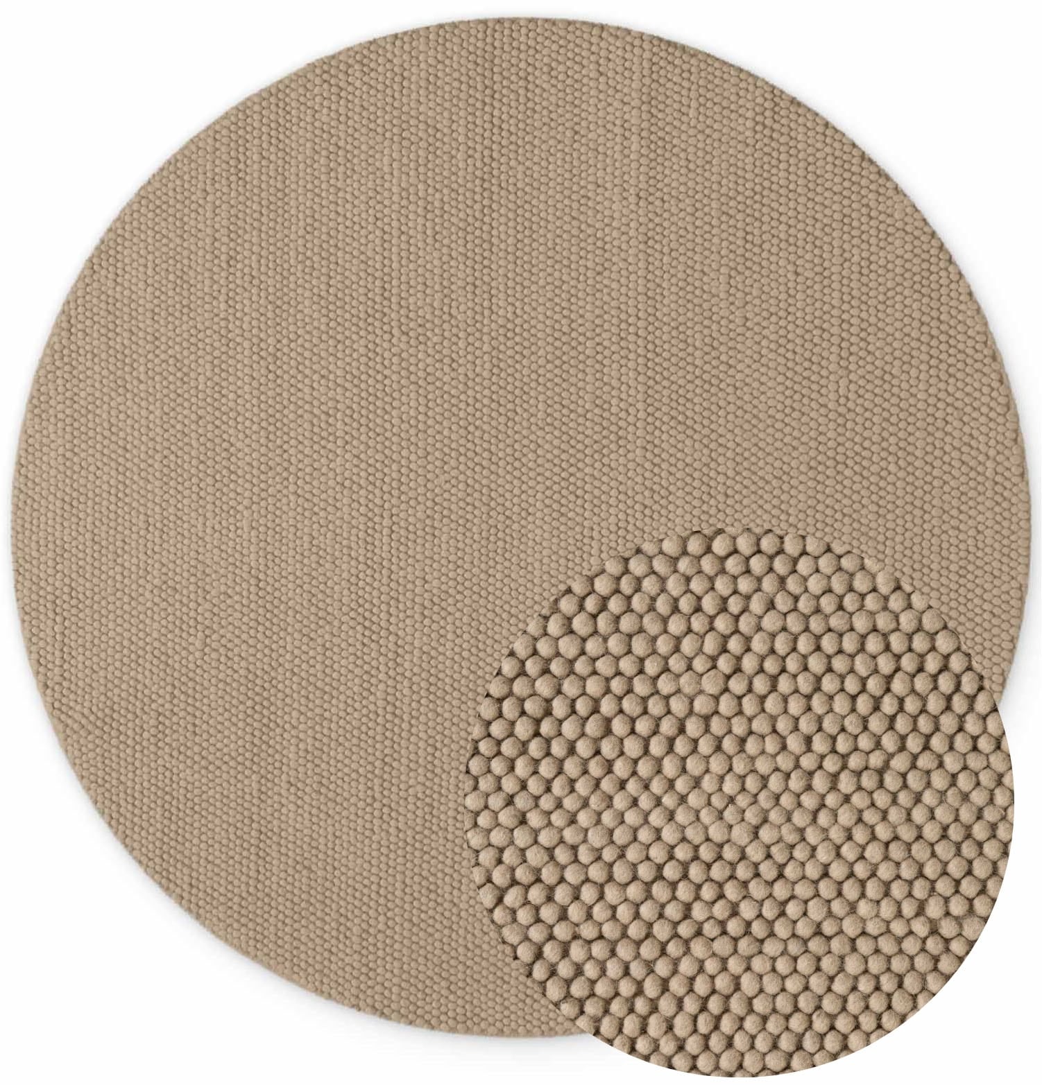 Ted Baker Wollteppich »Diana« rund 16 mm Höhe Wolle, Natur, Handgemacht, Wohnzimmer, Esszimmer, Schlafzimmer, Skandi