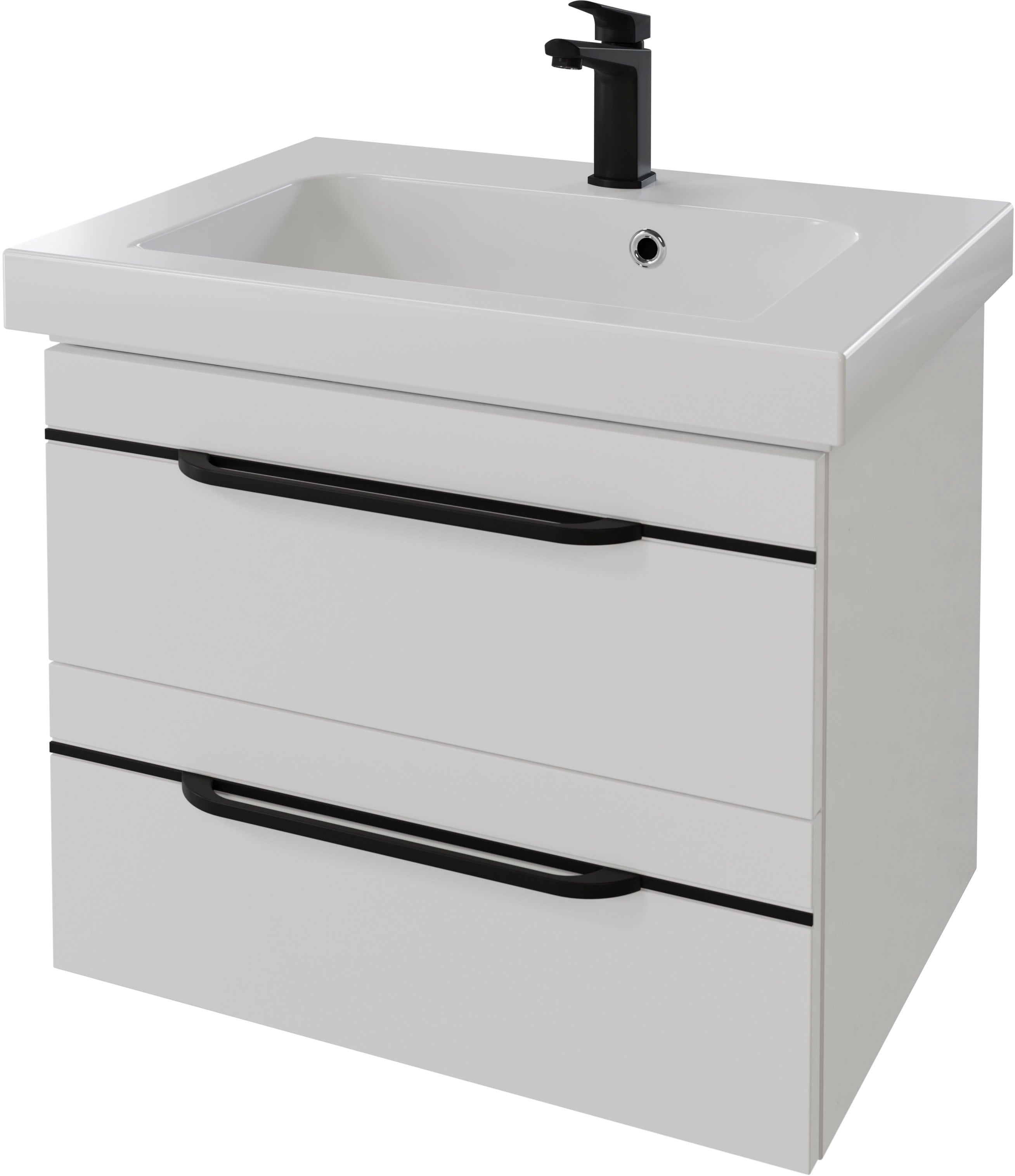 Saphir Waschtisch "Serie Balto Mineralmarmor-Waschtisch mit Unterschrank, 64,4 cm breit" 2 Stk. tlg. Waschplatz mit 2 Schubladen, Badschrank in verschiedenen Ausführungen