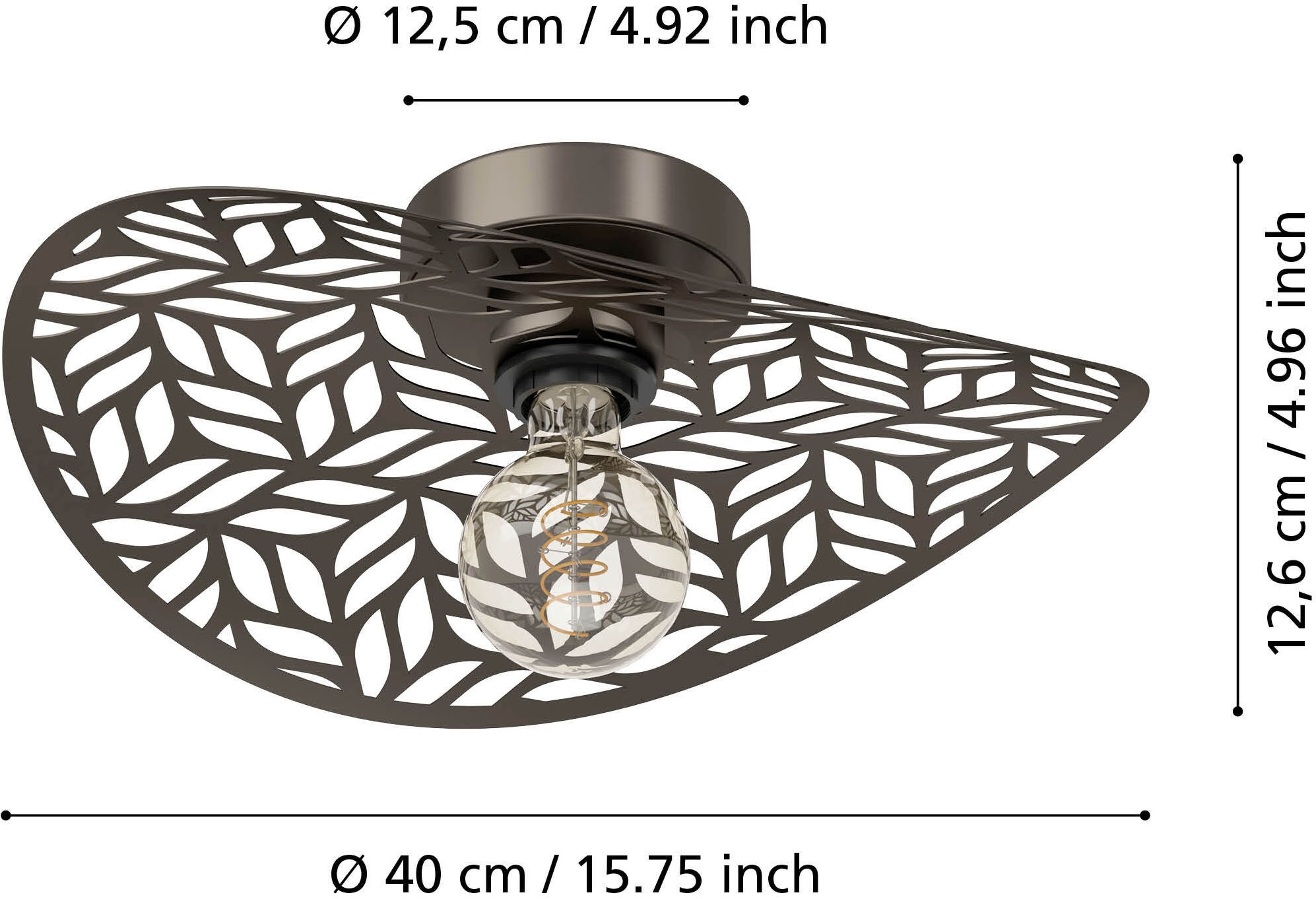 EGLO LED Deckenleuchte »SWABY Deckenlampe - Stahl - E27 - 1X60W - IP20« E27 1 Stk. Wohzimmerlampe, Esszimmerlampe, Flur, Schlafzimmer, H12,5 x Ø40 cm