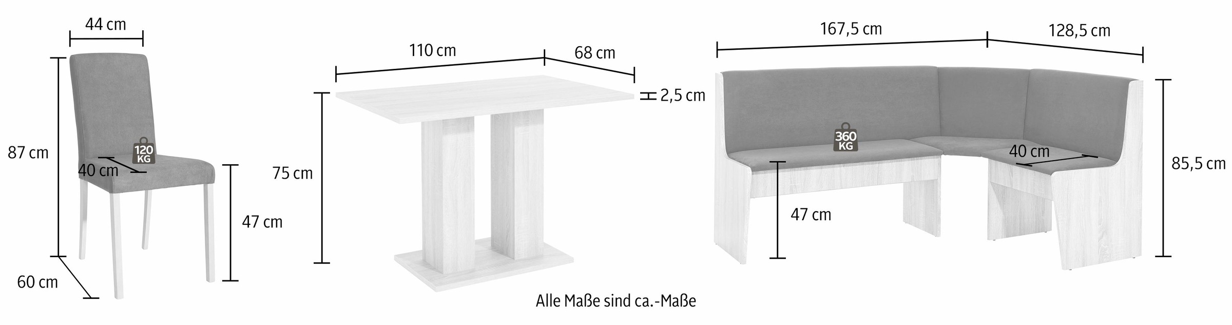 Home affaire Eckbankgruppe »Luce«, (Set, 4 tlg.)