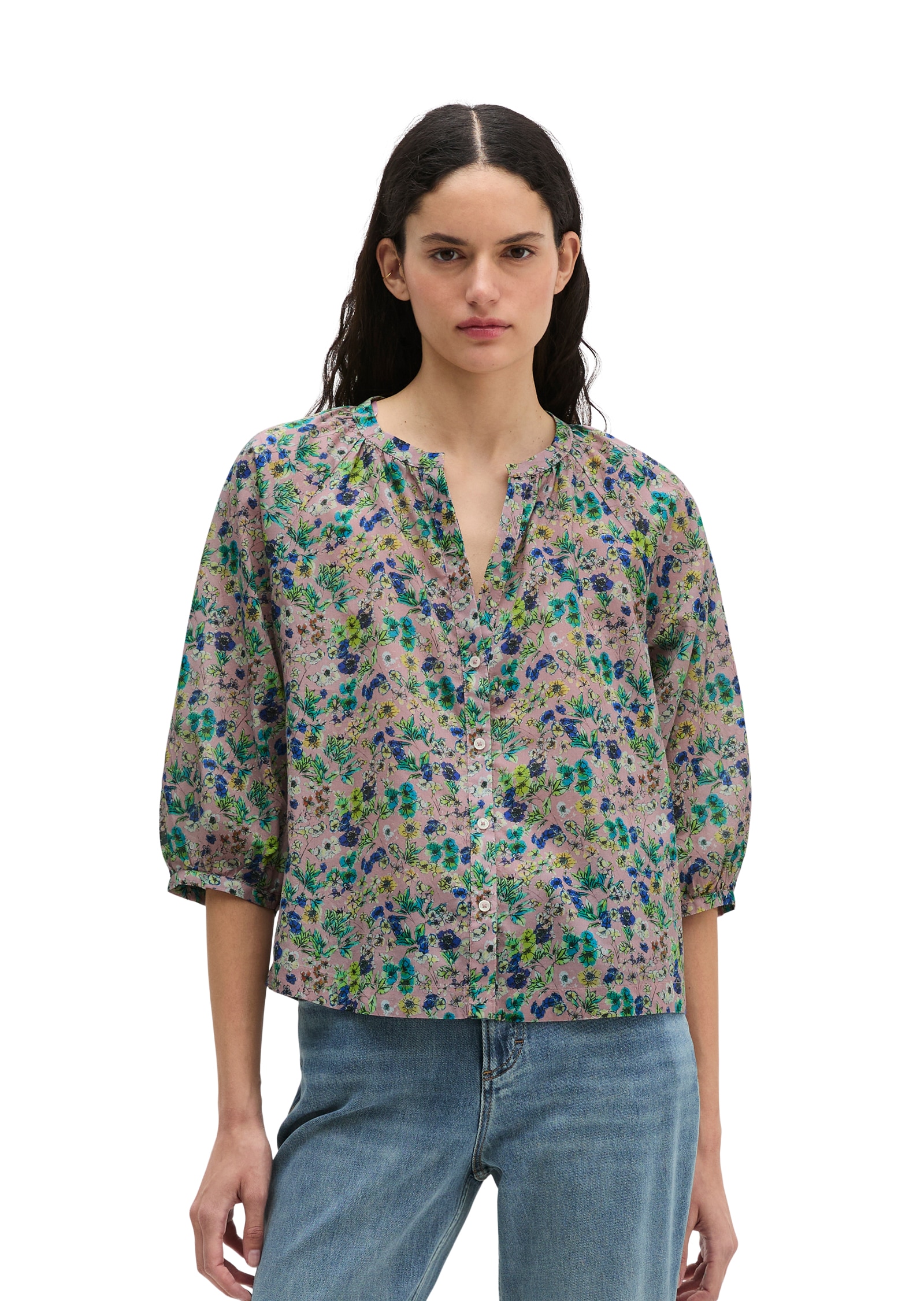 Marc OPolo Schlupfbluse relaxed aus bedrucktem Baumwoll-Voile, Alloverprint