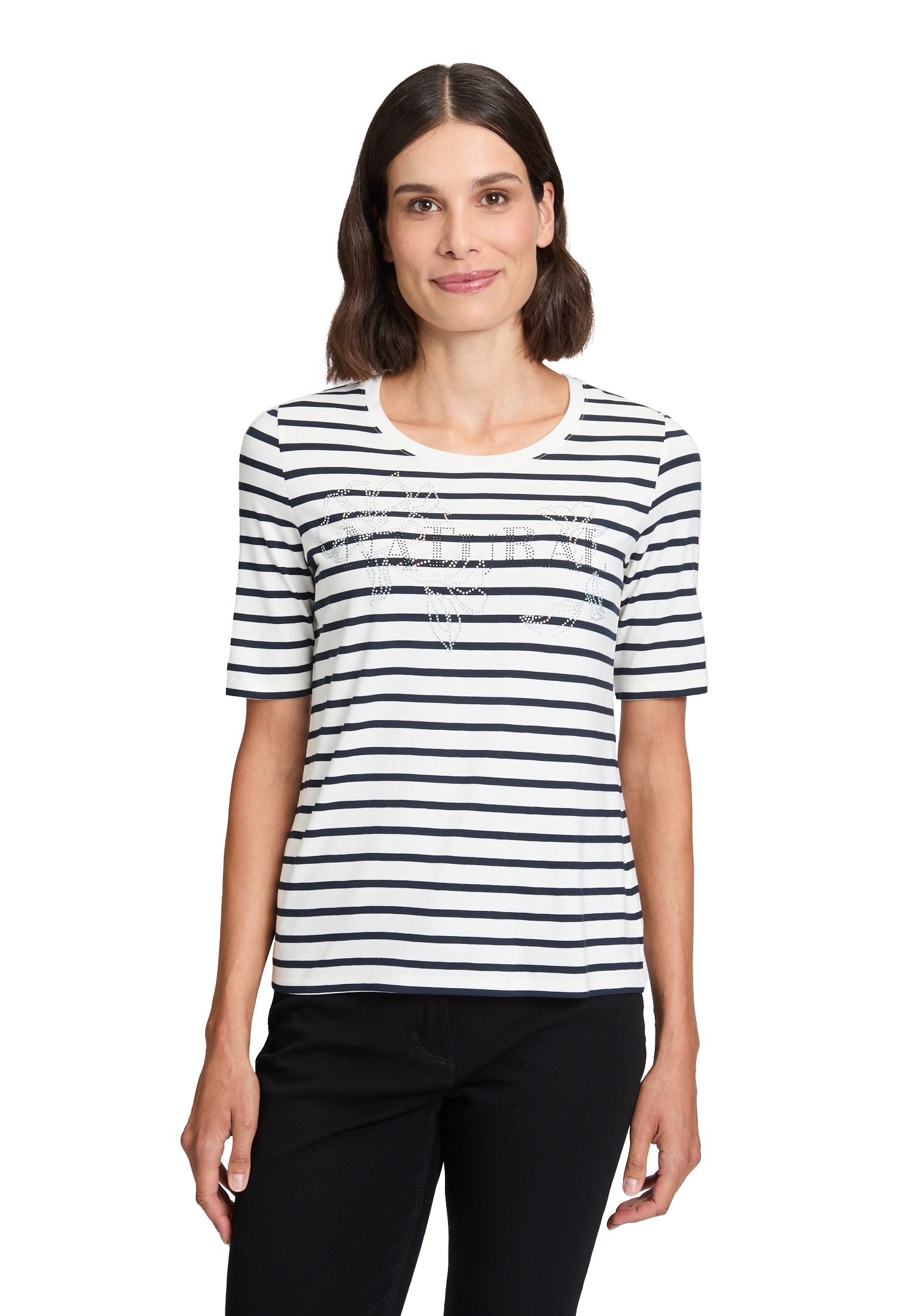 Betty Barclay Kurzarmshirt "Betty Barclay Damen Ringelshirt mit Schmuckstei günstig online kaufen