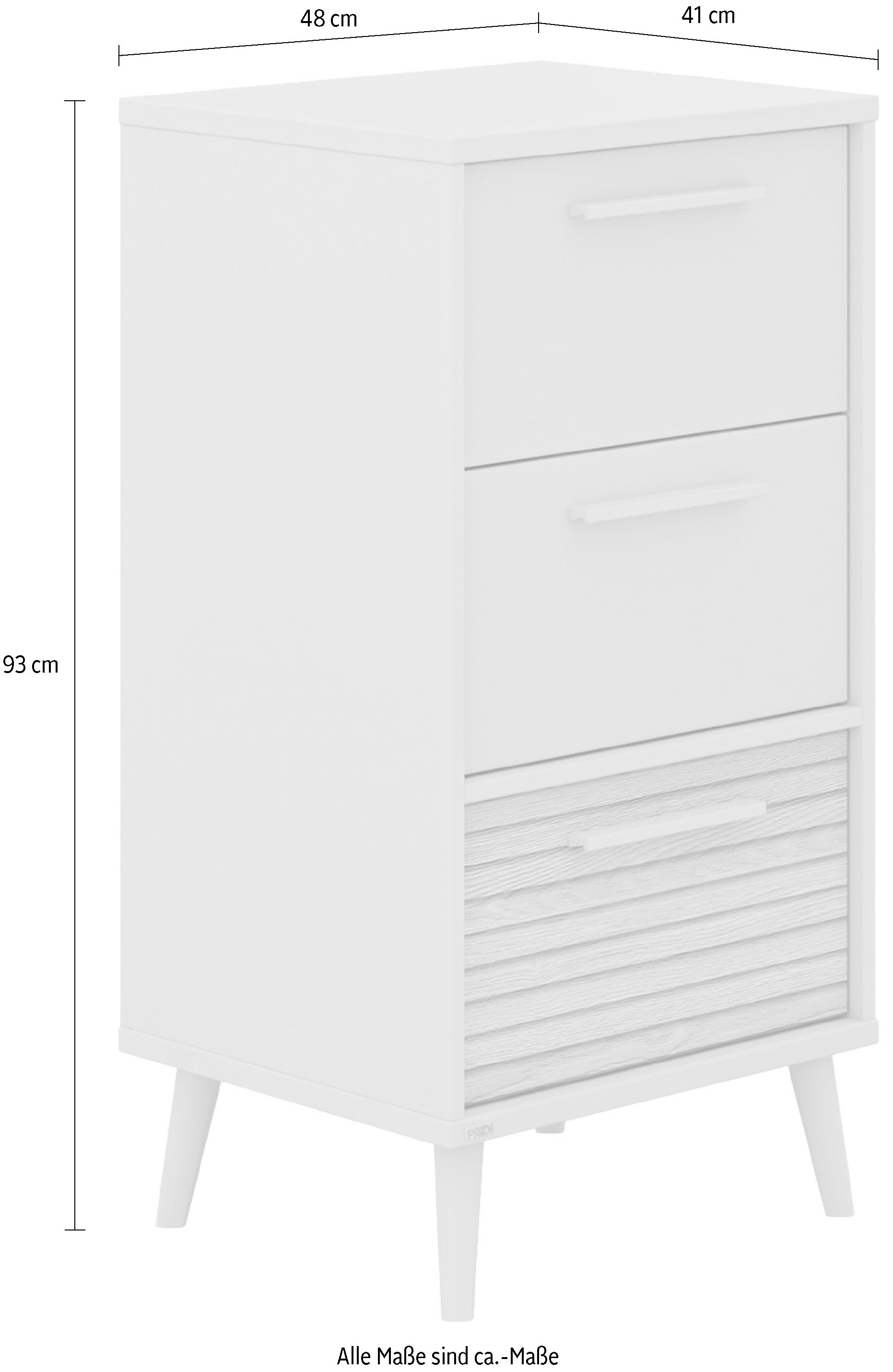 PAIDI Highboard »EEFJE, Regal in modernem Design, Cashmere-Beige mit Groovy-Oak«, (B/H/T ca. 48x93x41cm), Schubladen in unterschiedlichem Design wählbar