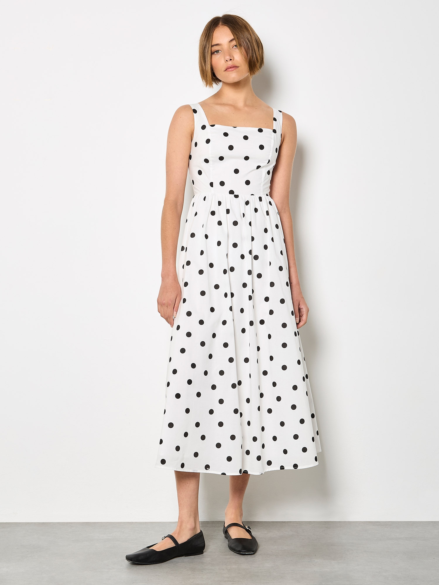 Apricot Midikleid "Midi-Kleid mit Polka-Dot" mit Smokdetails