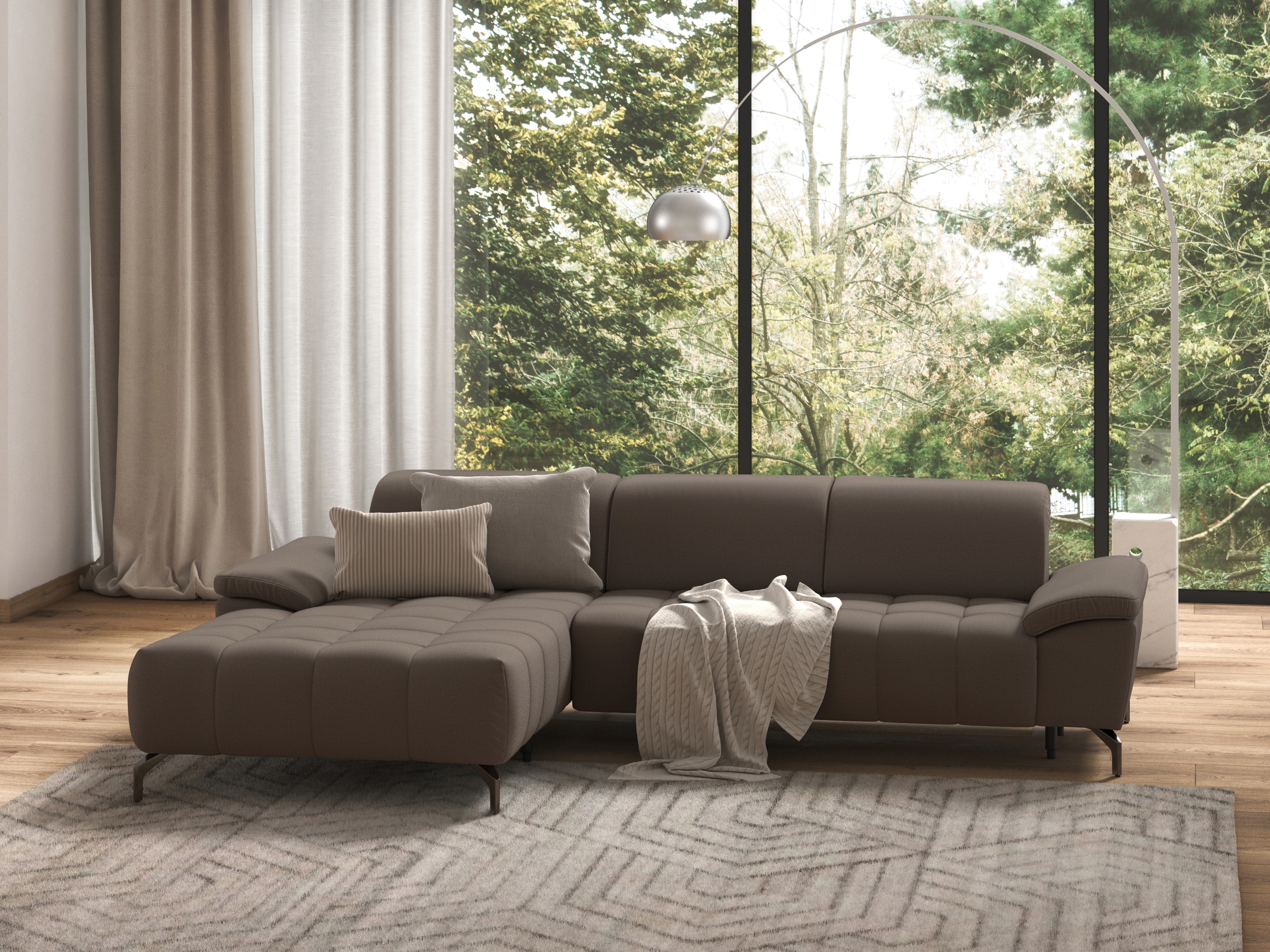 sit&more Ecksofa "Cool L-Form" wahlweise mit Kopfteilverstellung und Vorziehsitz, motorisch