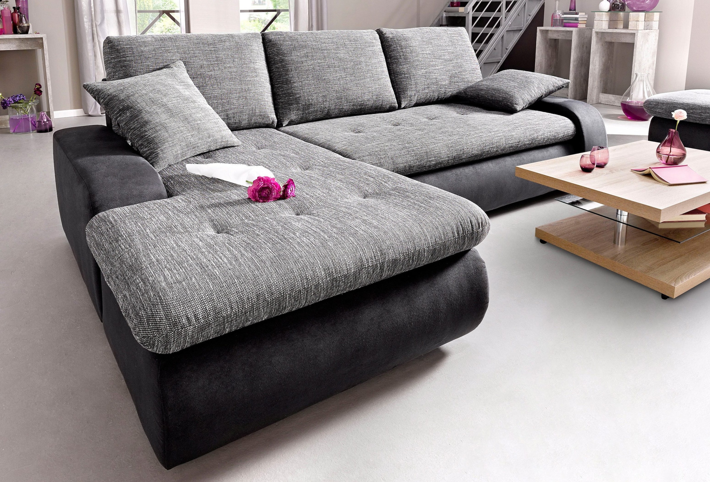 TRENDMANUFAKTUR Ecksofa »Indie, modern und bequem, Materialmix, OTTOs Choice, L-Form«, wahlweise XL oder XXL