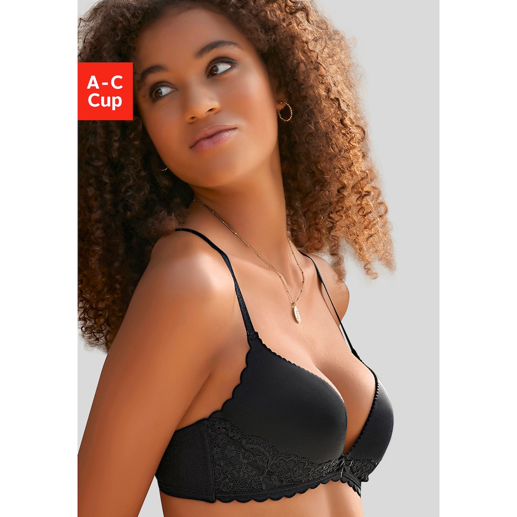 LASCANA Push-up-BH, ohne Bügel, mit extra flachen Kanten und feiner Spitze, Dessous