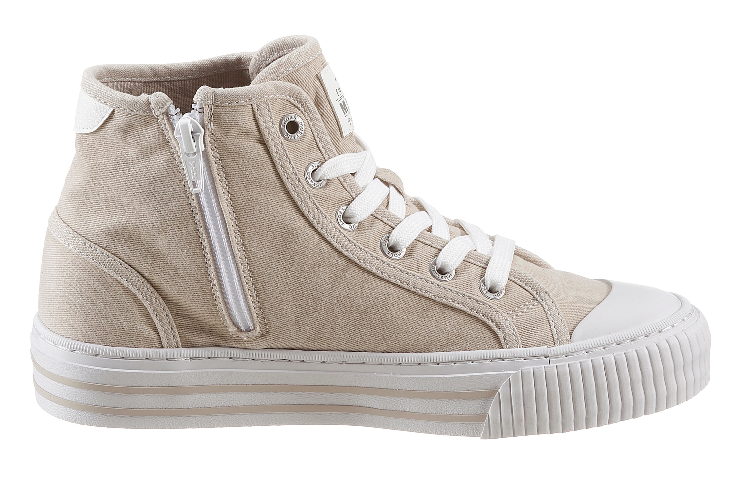 Mustang Shoes Plateausneaker, Schnürschuh, Freizeitschuh, High Top-Sneaker mit Reißverschluss