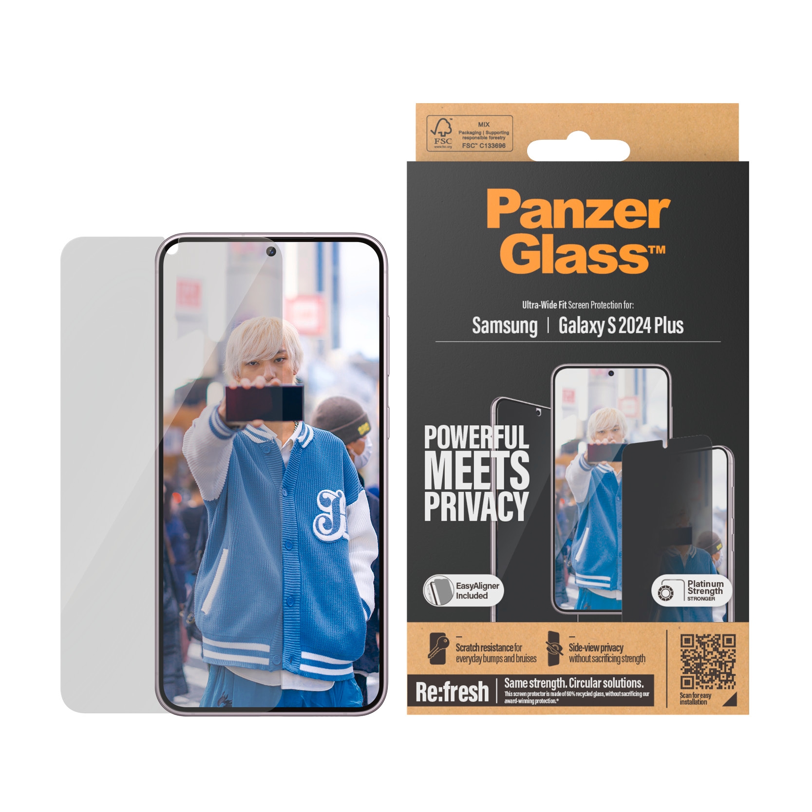 PanzerGlass Displayschutzglas »Ultra Wide Fit Privacy Screen Protector«, für Samsung Galaxy S24+, Displayschutzfolie, stoßfest, kratzbeständig
