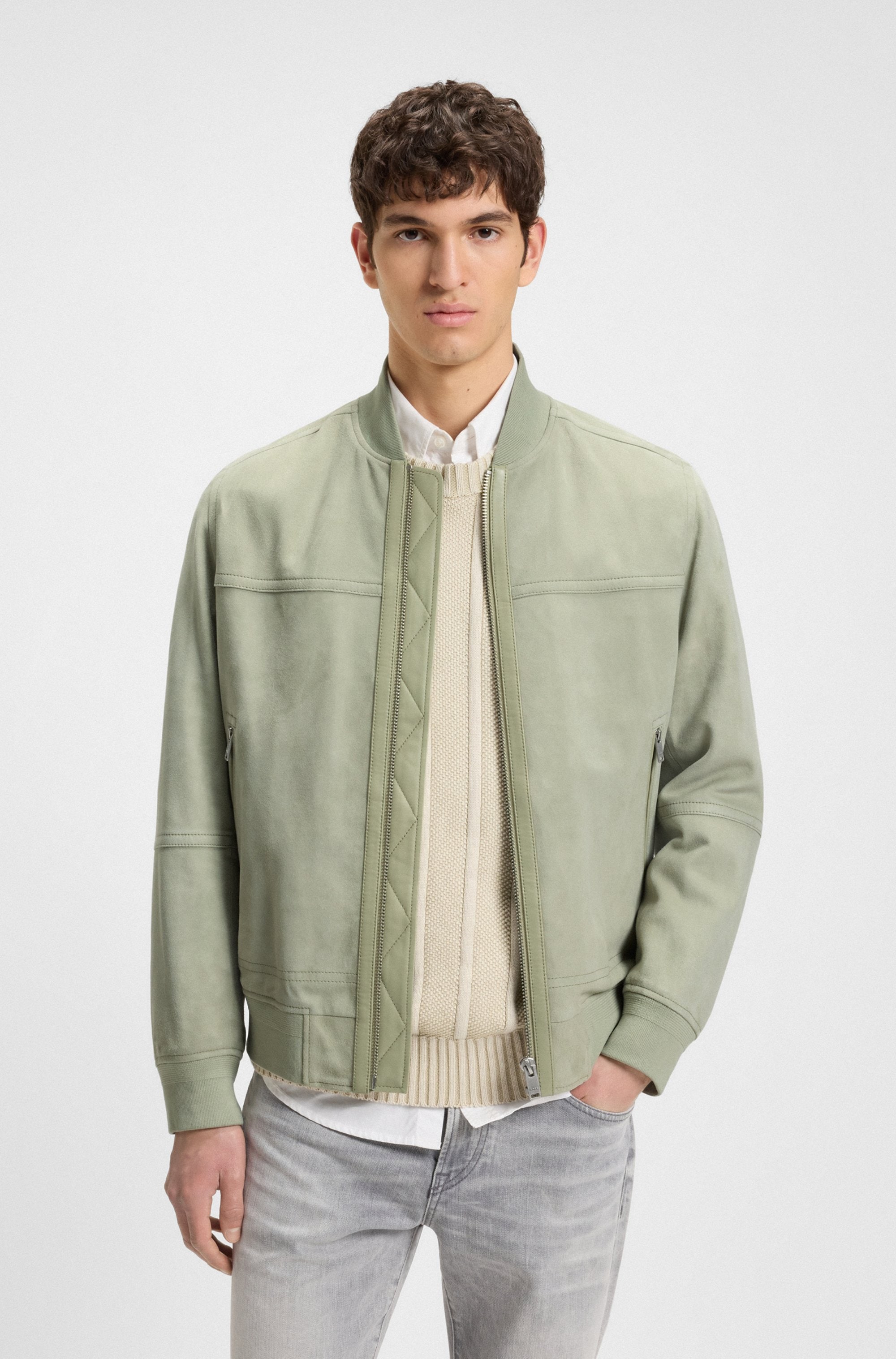 BOSS ORANGE Lederjacke "Johice", aus weichem Ziegennappaleder Premium Herre günstig online kaufen