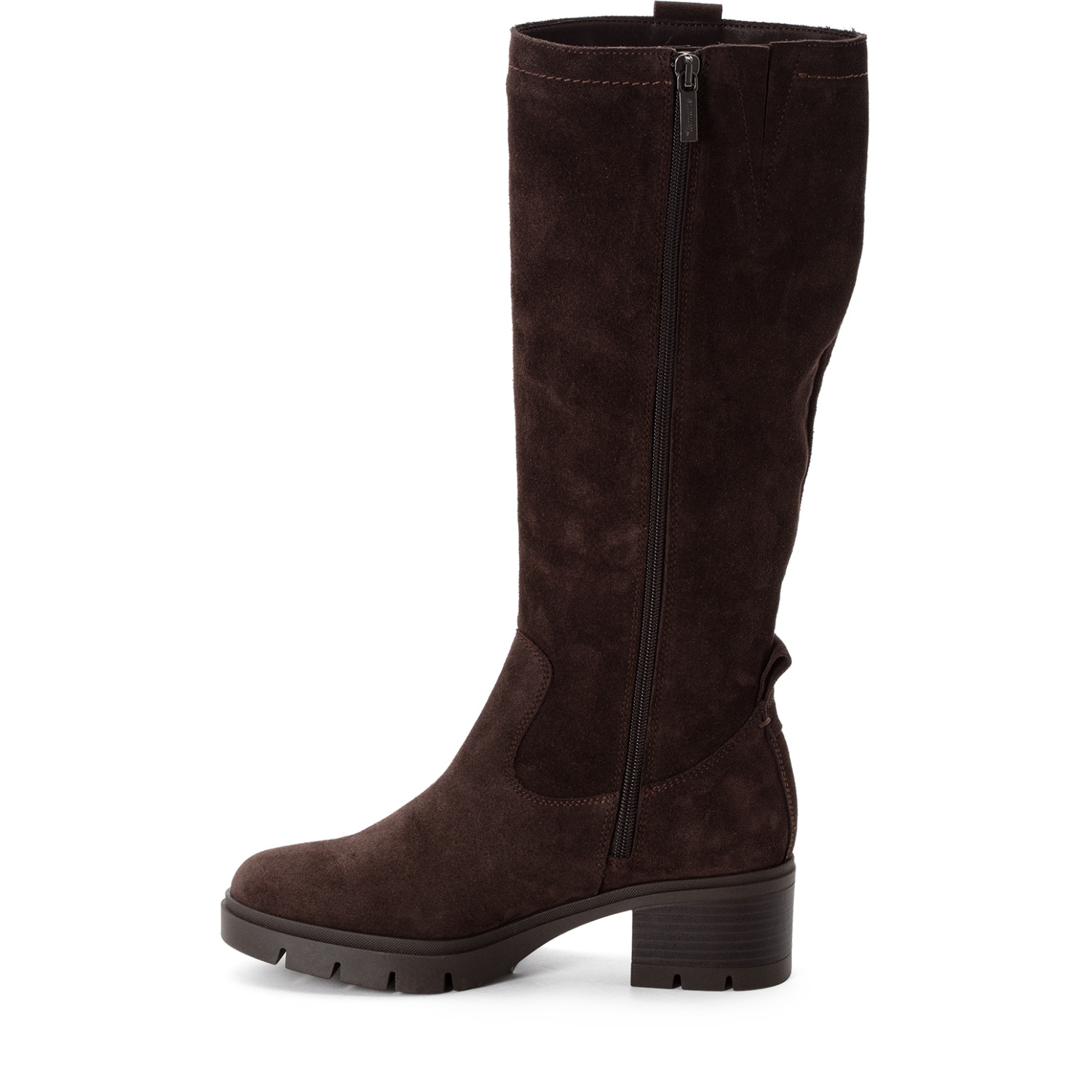 Tamaris Stiefel  Blockabsatz, Langschaftstiefel mit dekorativen Ziernähten und T-Logo