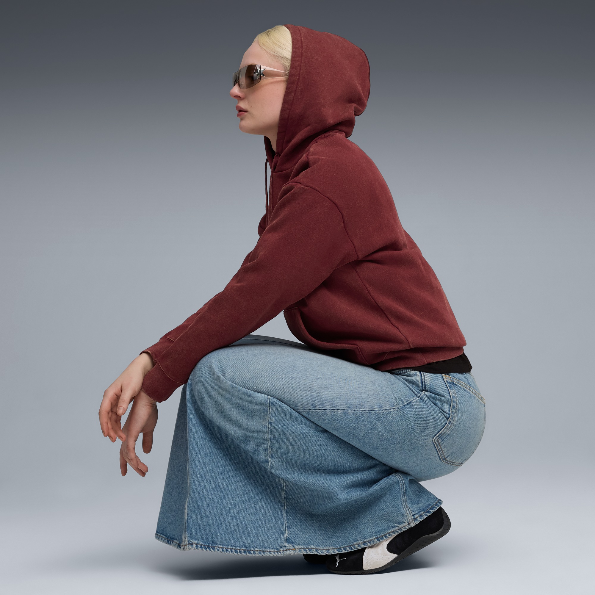 Thumbnail - PUMA Kapuzensweatshirt "ESS ELEVATED RELAXED WASH HOODIE FL", mit Print-Applikationen, mit Kängurutasche, mit Kapuze