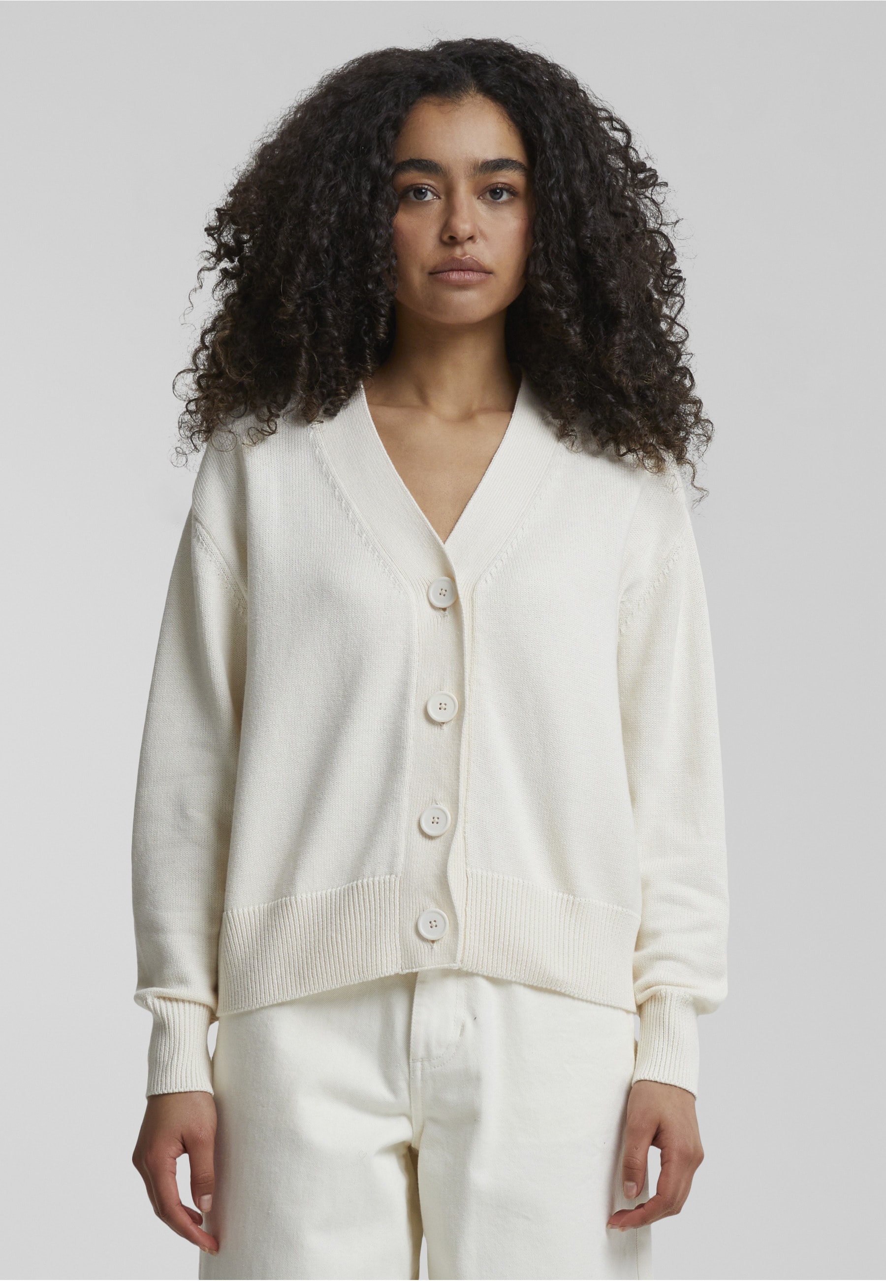 URBAN CLASSICS Strickjacke »Urban Classics Damen Ladies Rib Cardigan« 1 Stk.