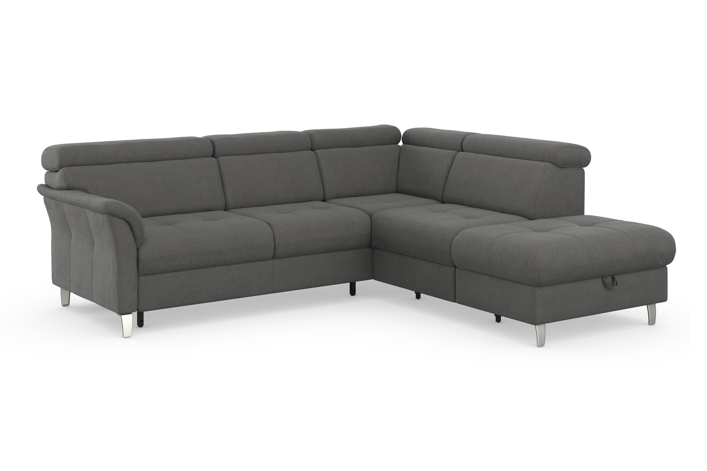 Ecksofa SIT & MORE "Marano L-Form", grau, B:252cm T:216cm, 98% Polyester, 2% Polyamid, Sofas, Ecksofa, inklusive Kopfteilverstellung, wahlweise mit Bettfunktion, Bettkasten 8