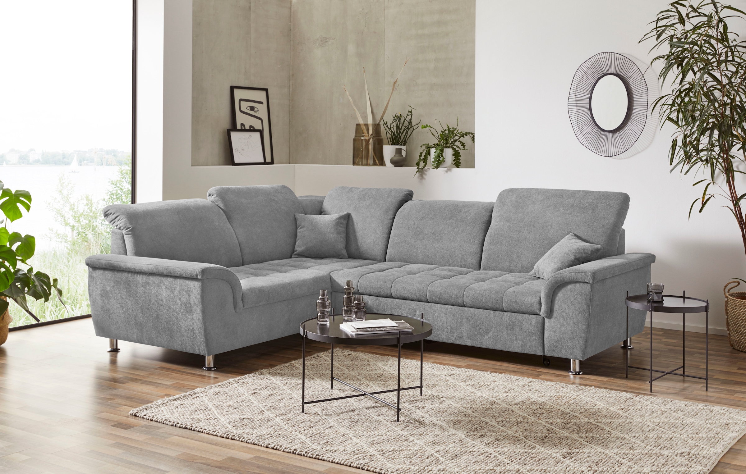 DOMO collection Ecksofa "Franzi, zeitlos und elegant, moderne Sitzheftung, günstig online kaufen