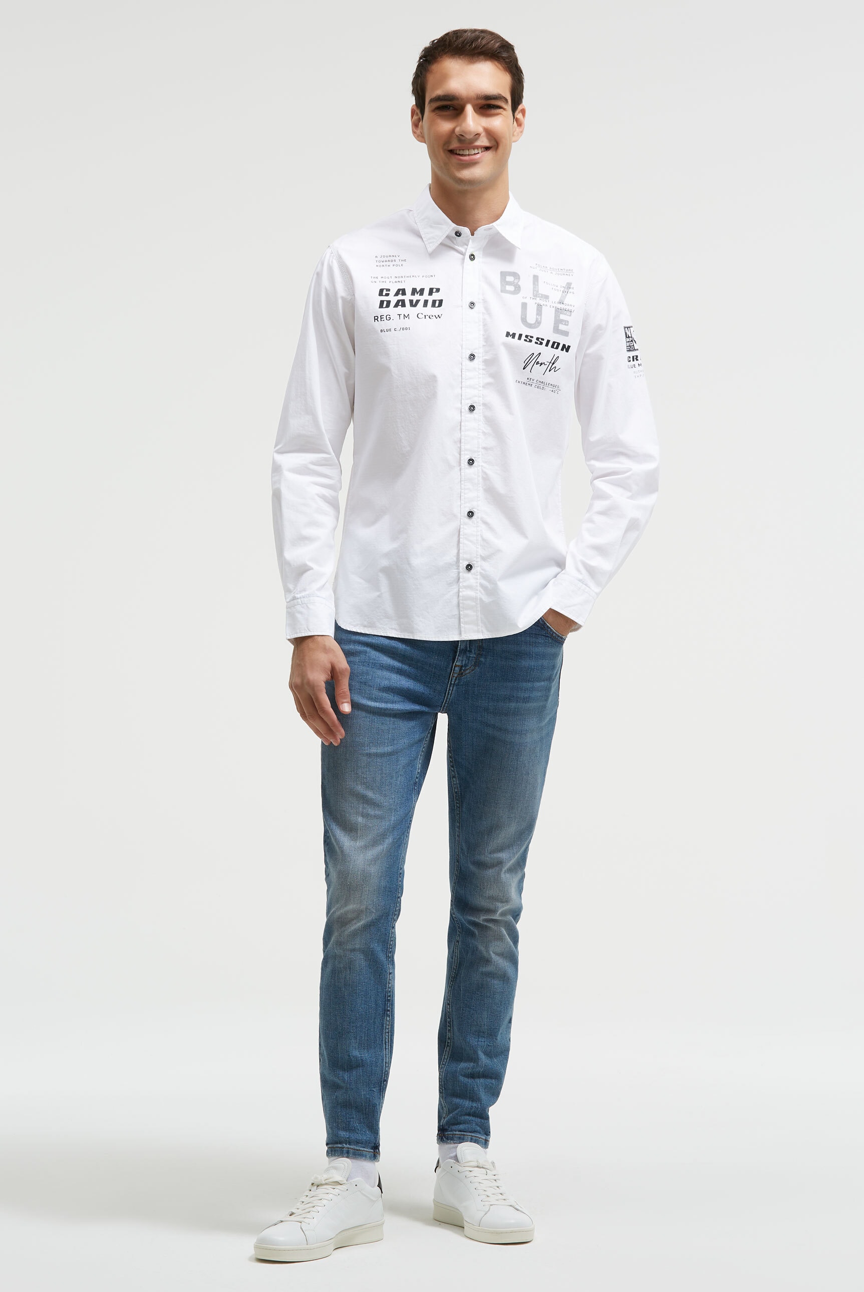 CAMP DAVID Langarmhemd aus Baumwolle