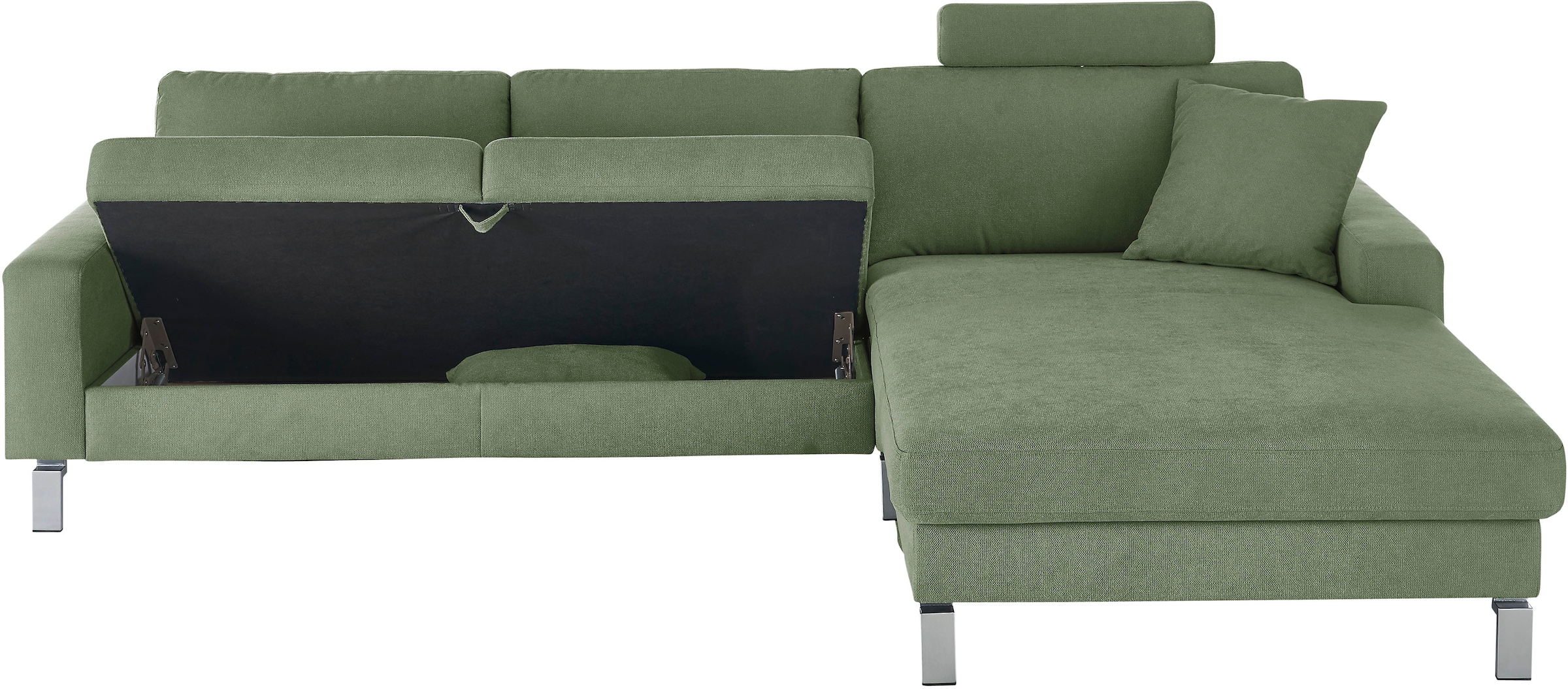 3C Candy Ecksofa »Lecce, wahlweise PUR-Schaumstoff oder Tonnentaschenfederkern«, Bett im 2,5-Sitzer, teilmotorische Schlaffunktion im Longchair, L-Form