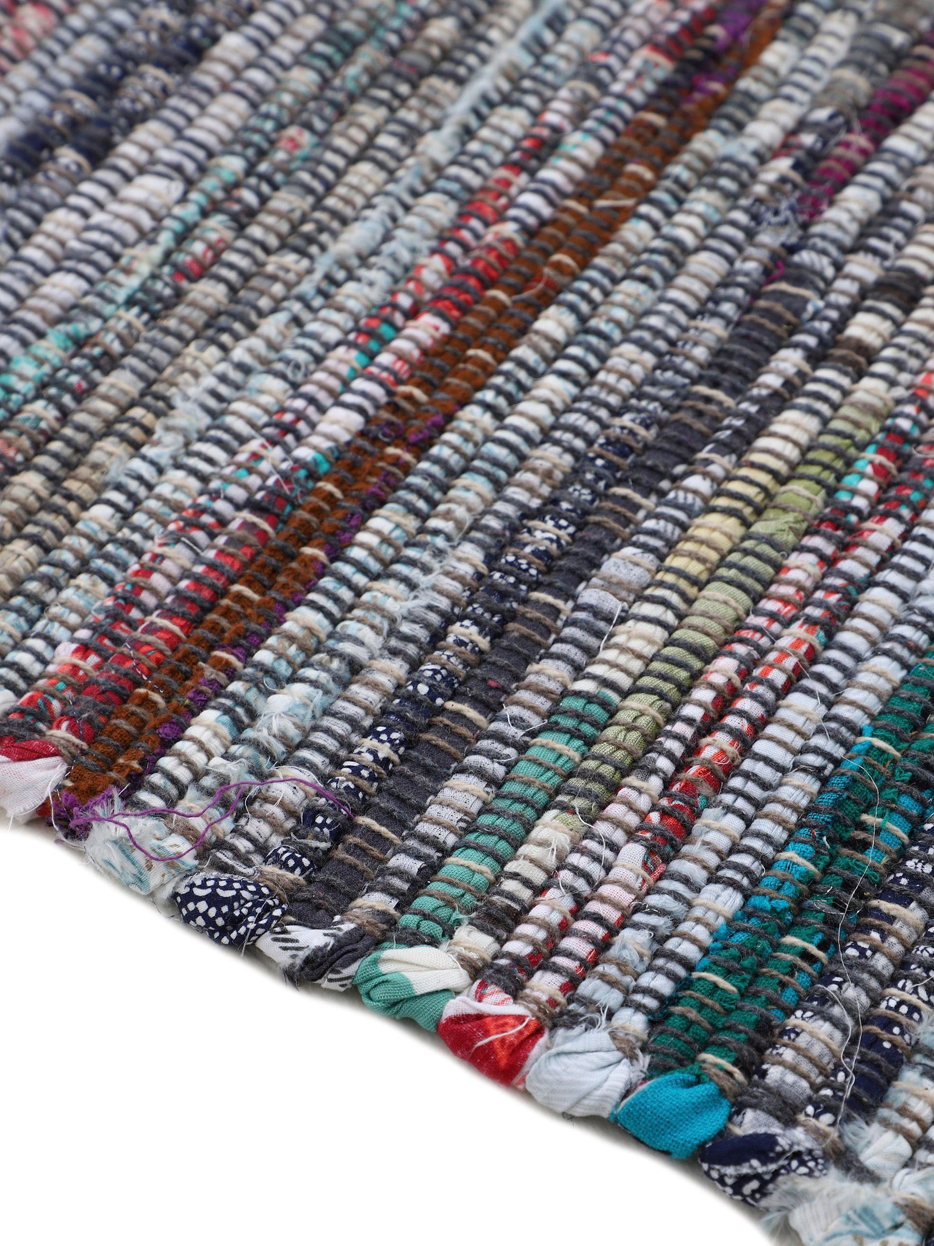Teppich CARPETFINE "Kelim Chindi, Wendeteppich", grau, B:120cm H:6mm L:170cm, Baumwolle, Polyester, Teppiche, Teppich, handgewebt, Fleckerlteppich mit Fransen, auch vielen in Läufergrößen 3