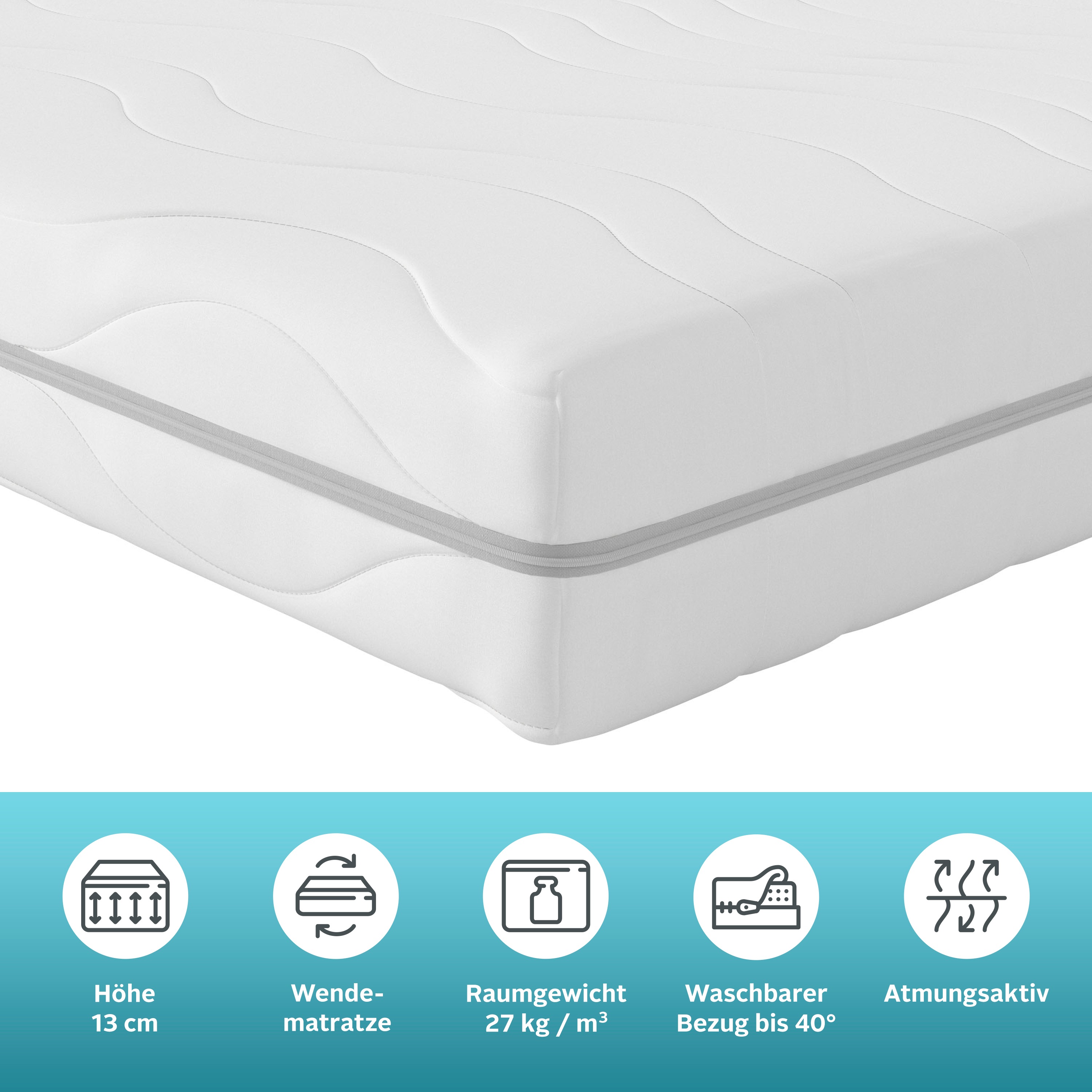 Thumbnail - Älgdröm Komfortschaummatratze "Fjord, 7-Zonen Matratze 90x200 cm, 140x200 cm & weitere Größen" 13 cm hoch Raumgewicht: 2...