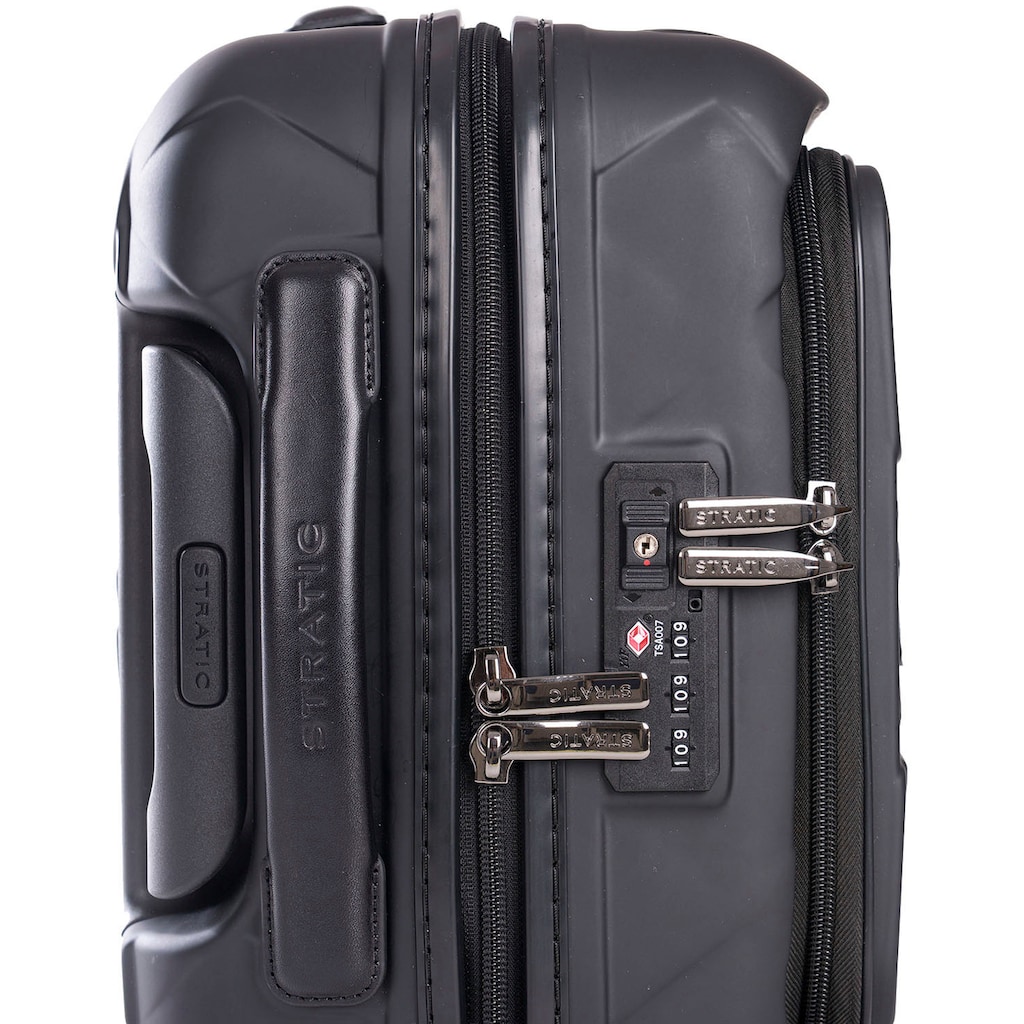 Stratic Hartschalen-Trolley »Leather&More S mit Vortasche, matt black«, 4 Rollen