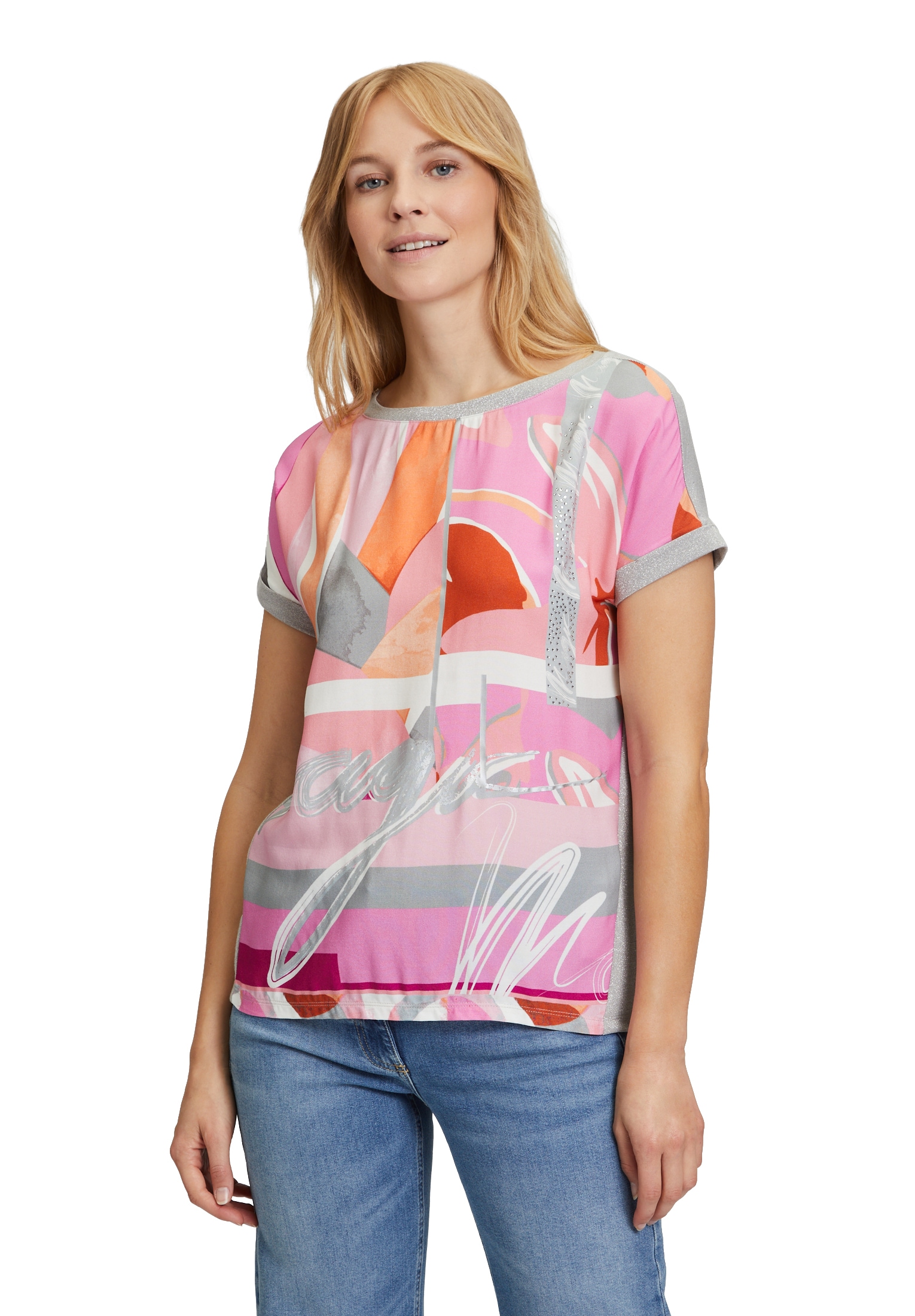 Kurzarmshirt »Betty Barclay Blusenshirt mit Aufdruck«, Materialmix