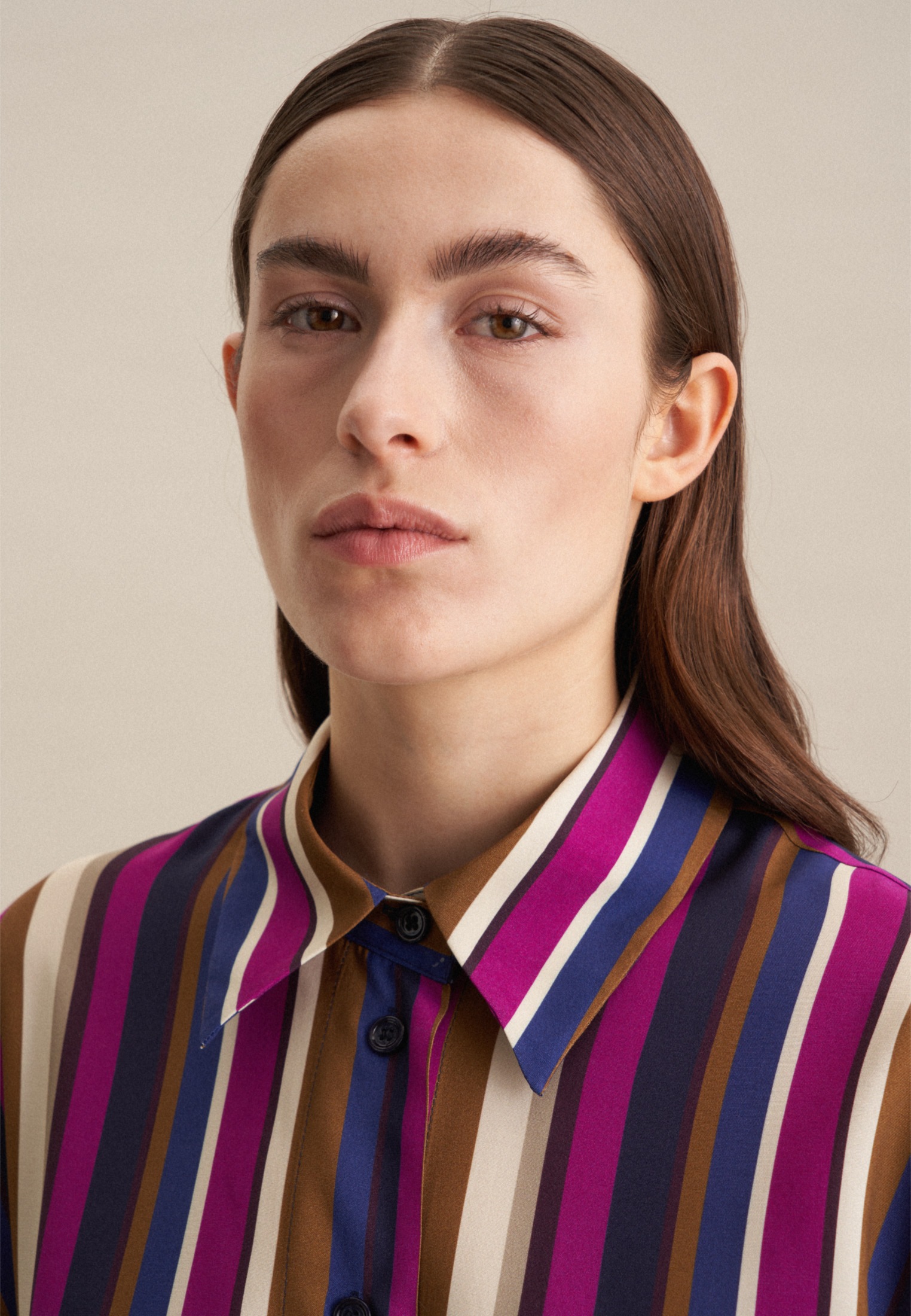 Thumbnail - seidensticker Sommerkleid "Schwarze Rose" Langarm Kragen Druck