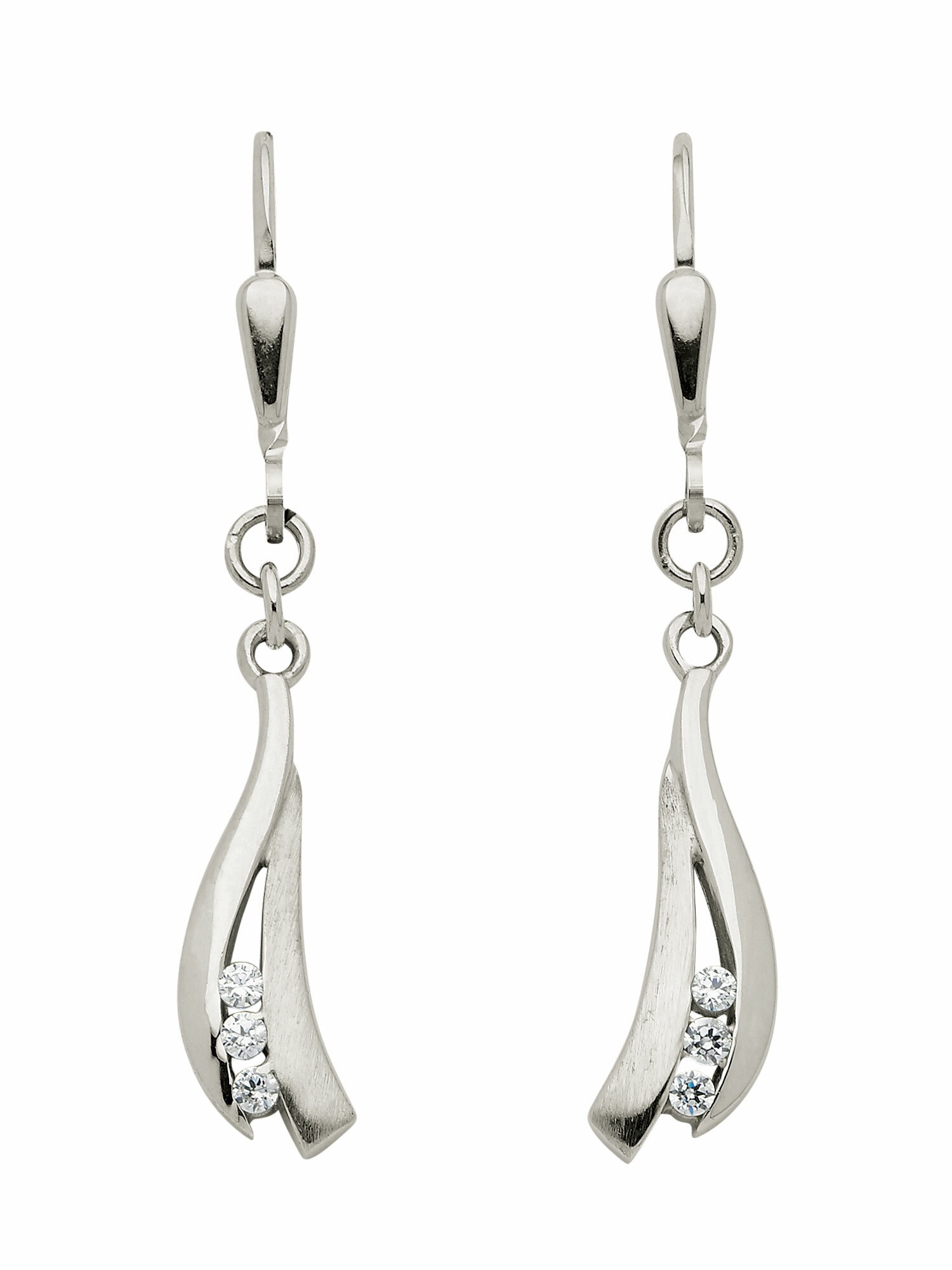 Adelia´s Paar Ohrhänger 333 Weißgold Ohrringe / Ohrhänger mit Zirkonia, Goldschmuck für Damen