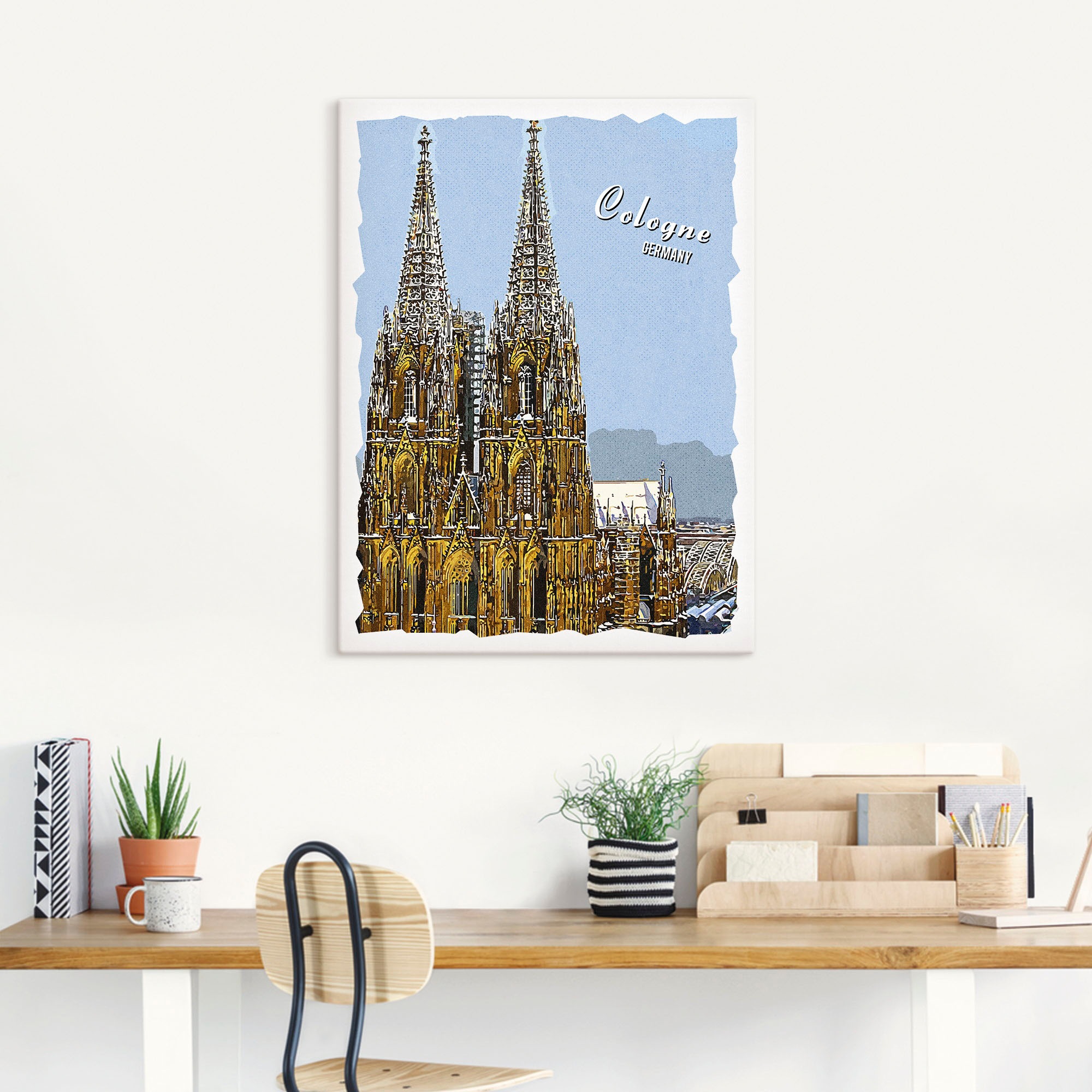 Artland Leinwandbild "Köln Dom Grafik", Köln, (1 St.), auf Keilrahmen gespa günstig online kaufen