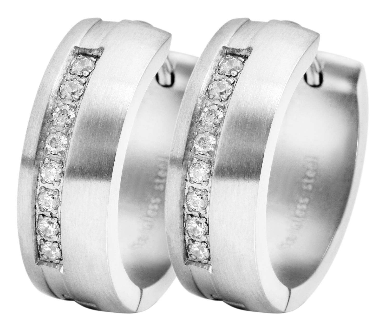 Adelia´s Klappcreolen »Damen Ohrringe – Klappcreole aus Edelstahl mit Strass Steinchen« Zum Verschenken – passend für viele Anlässe